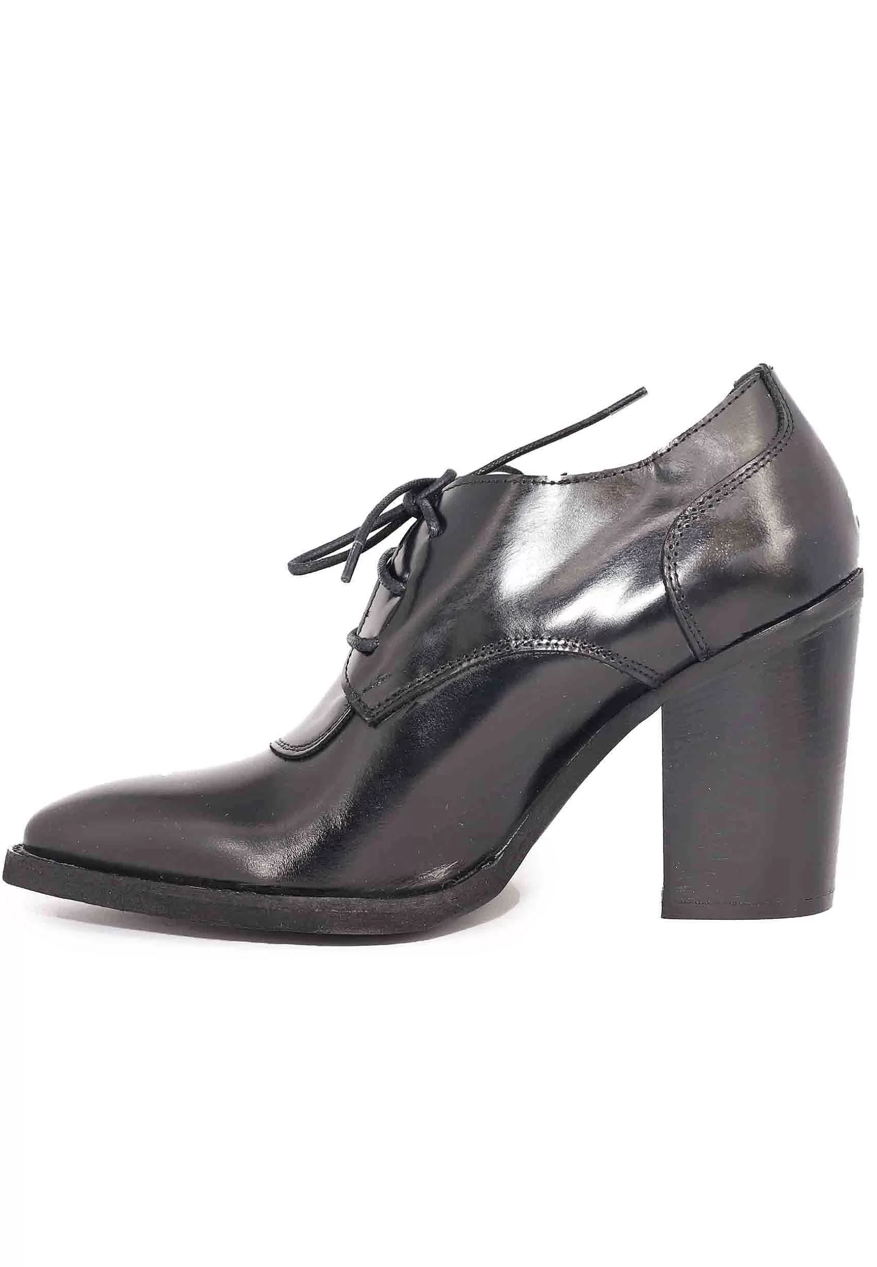 Stringate Donna In Pelle Nera Con Tacco Alto E Punta A Punta** New