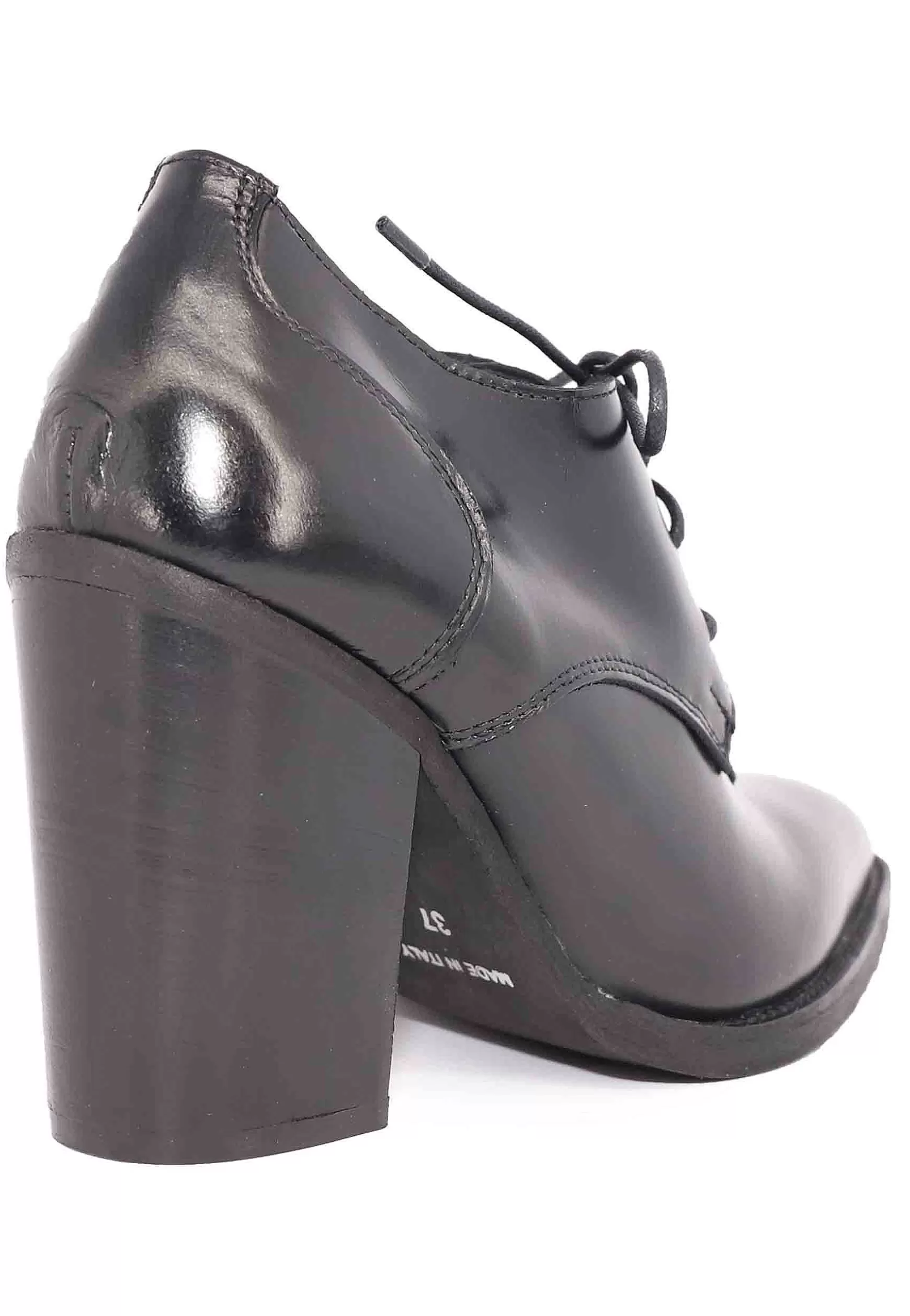 Stringate Donna In Pelle Nera Con Tacco Alto E Punta A Punta** New