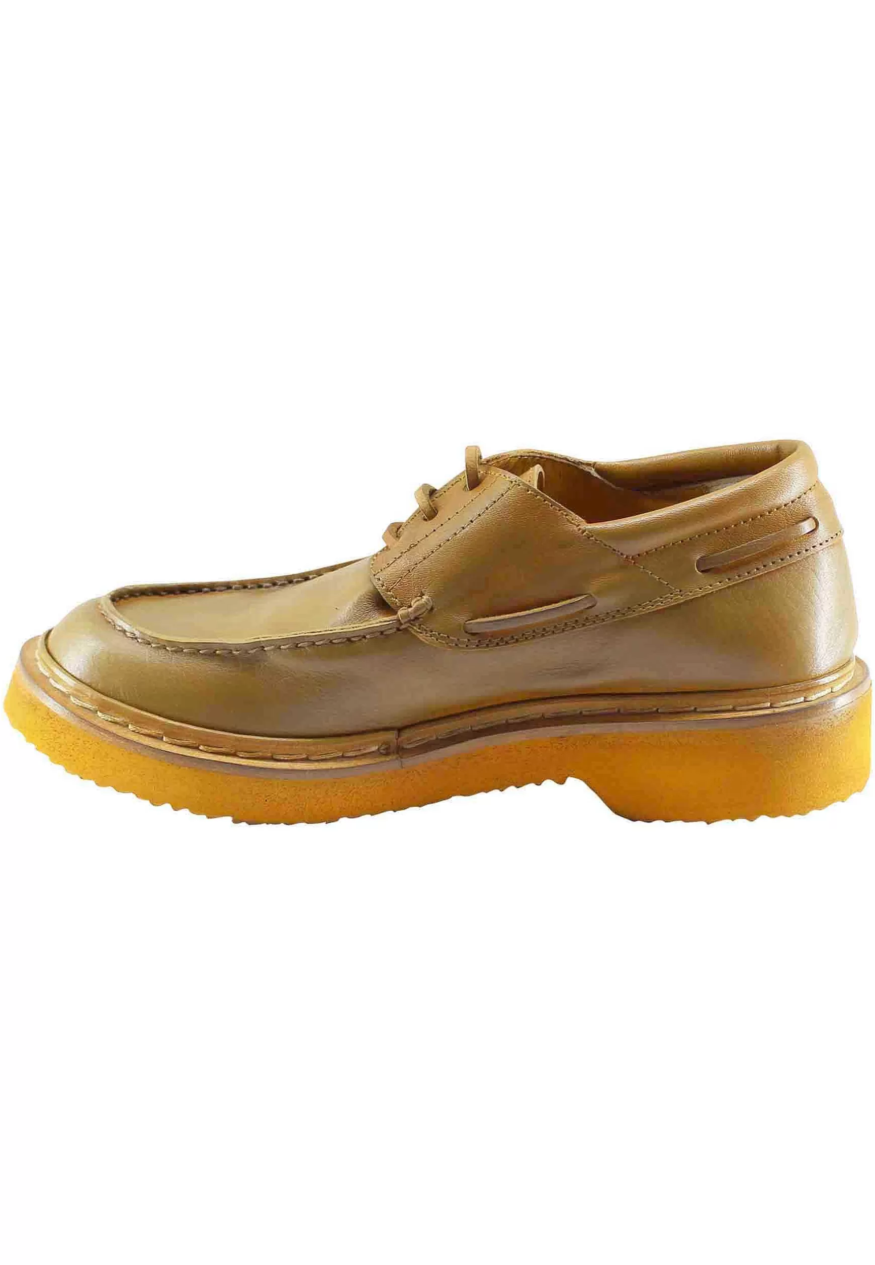 Stringate Donna In Pee Senape Con acci In Pee E Vaschetta Cucita*L Outlet