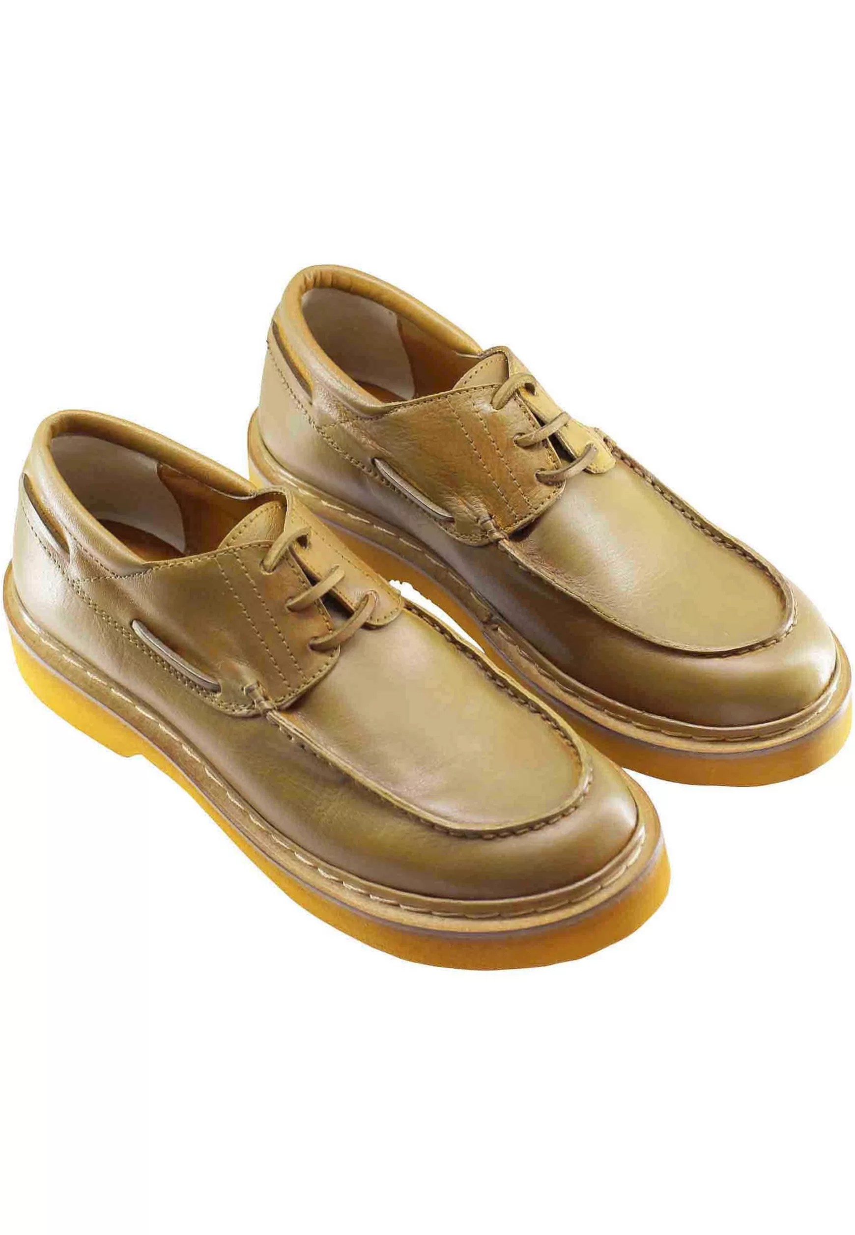 Stringate Donna In Pee Senape Con acci In Pee E Vaschetta Cucita*L Outlet