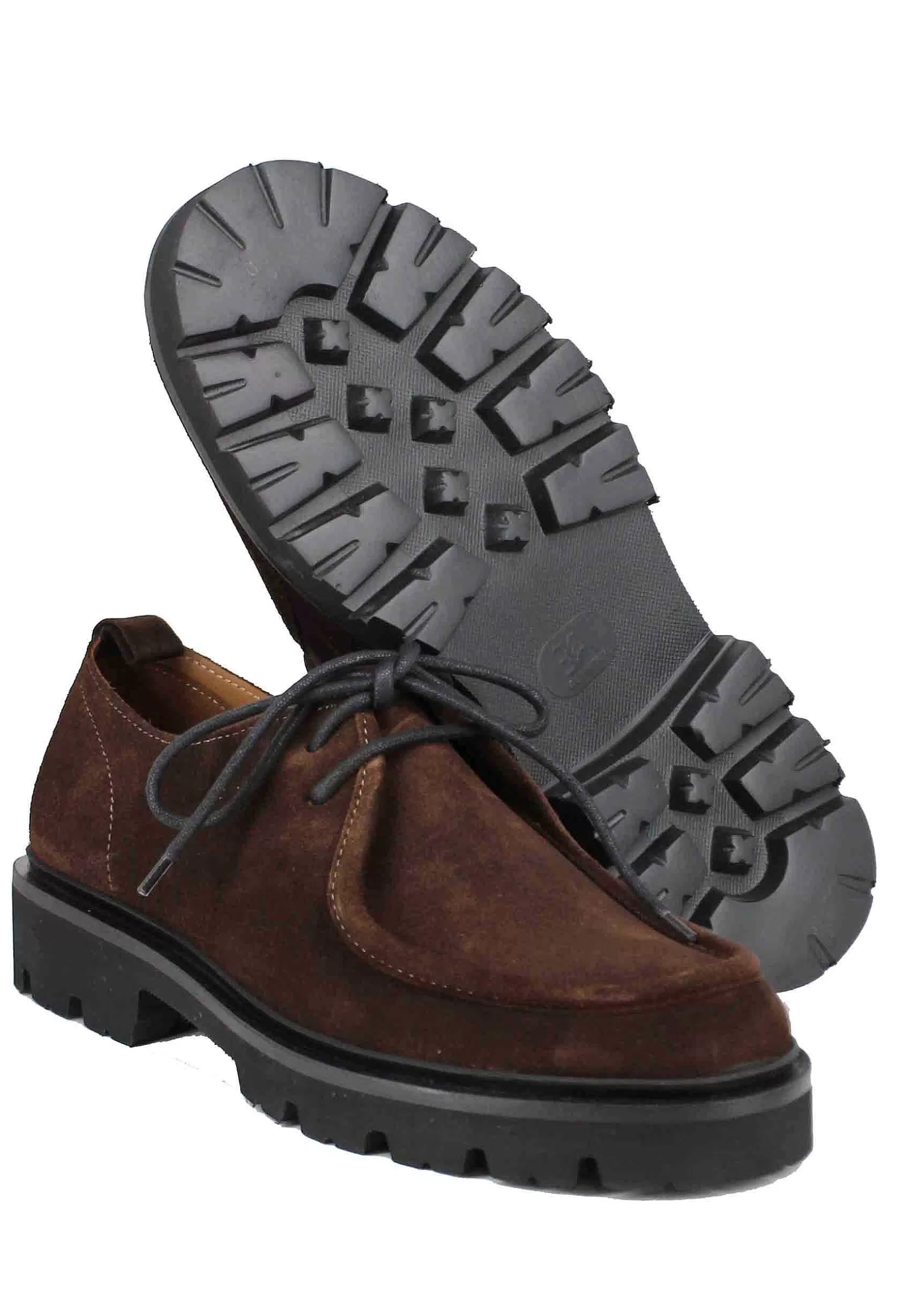 Stringate Uomo In Camoscio Testa Di Moro Con Vaschetta Cucita*Rogal Best Sale