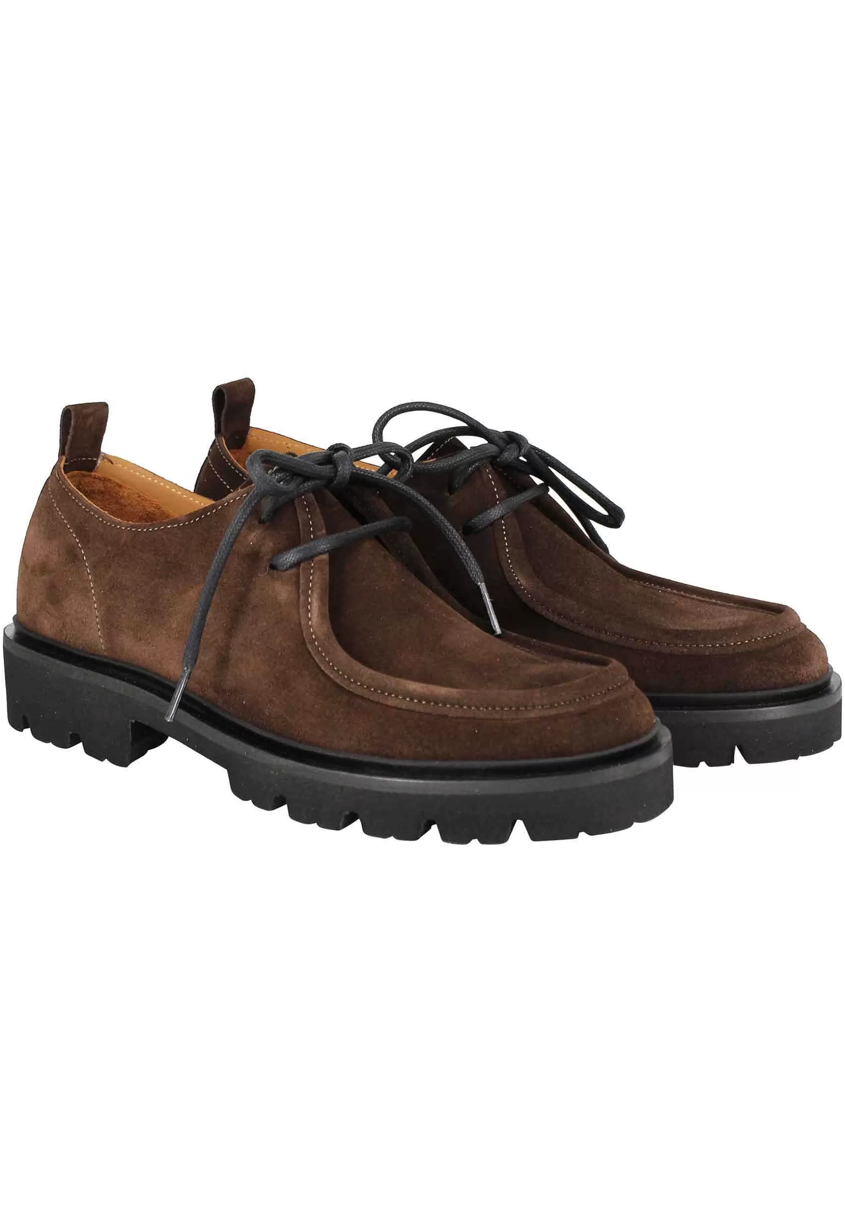 Stringate Uomo In Camoscio Testa Di Moro Con Vaschetta Cucita*Rogal Best Sale
