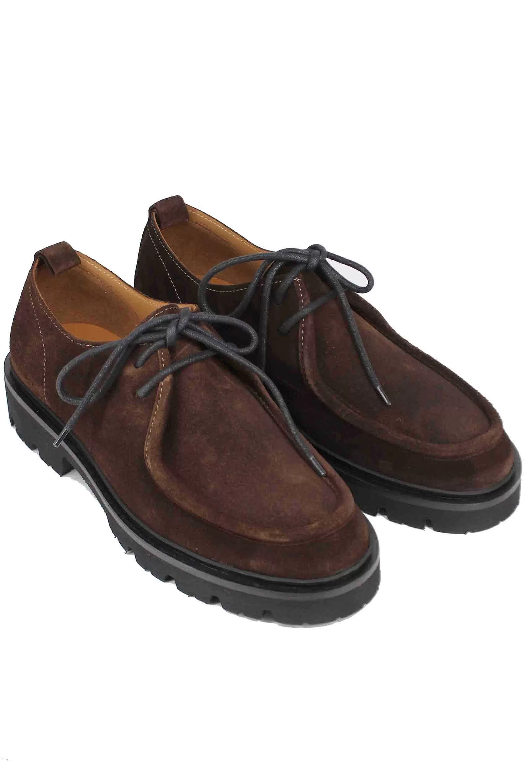 Stringate Uomo In Camoscio Testa Di Moro Con Vaschetta Cucita*Rogal Best Sale