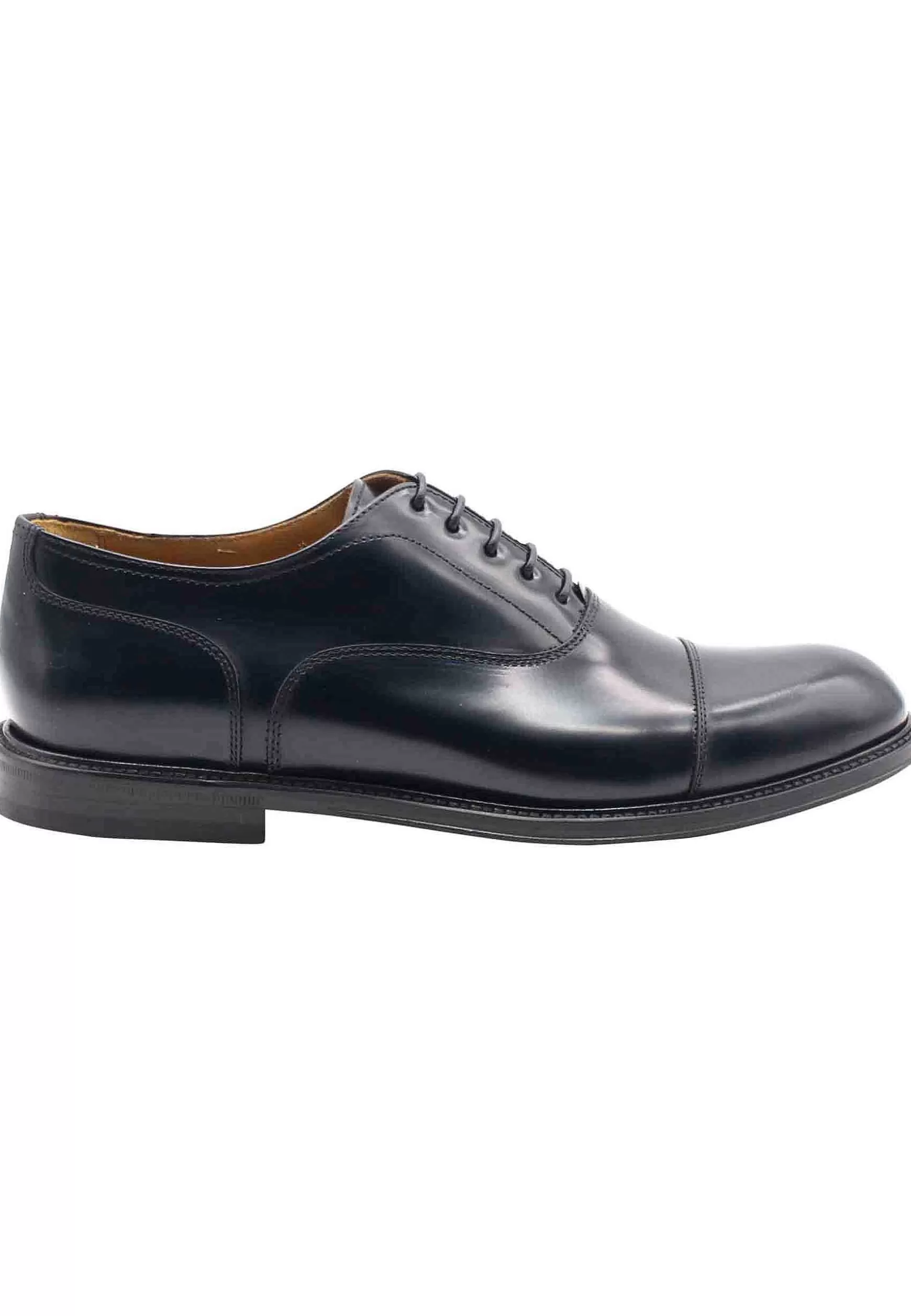 Stringate Uomo In Pelle Blu Con Suola In Cuoio Cucita*Green George Fashion