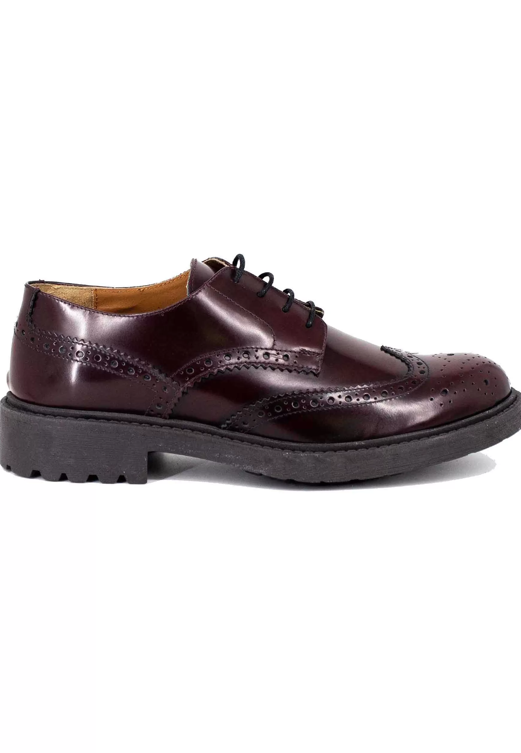 Stringate Uomo In Pelle Bordeaux Con Impunture E Fondo Gomma*Thompson Sale