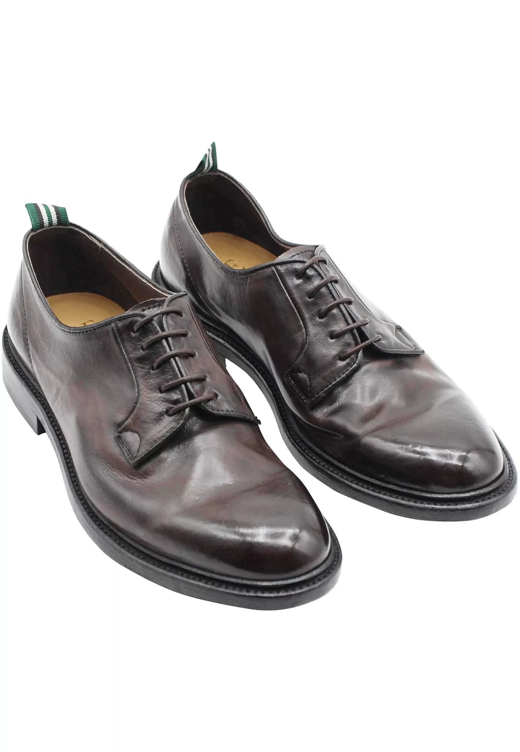 Stringate Uomo In Pelle Marrone Con Suola In Cuoio Cucita*Green George Store