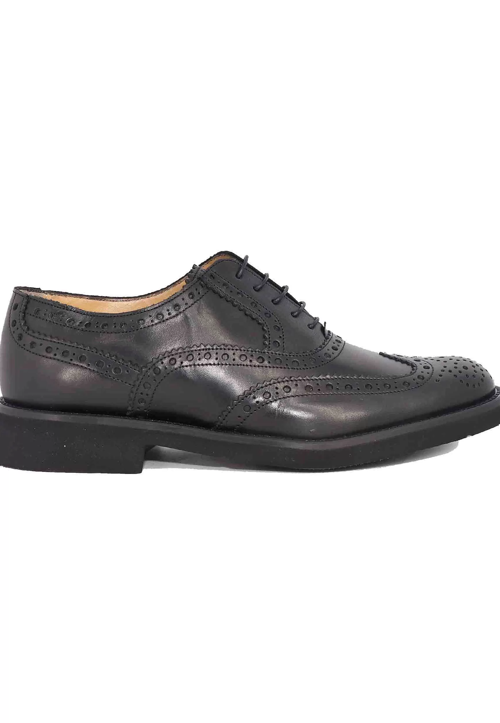 Stringate Uomo In Pelle Nera Con Impunture All'Inglese E Suola In Gomma Ultra Leggera** Flash Sale