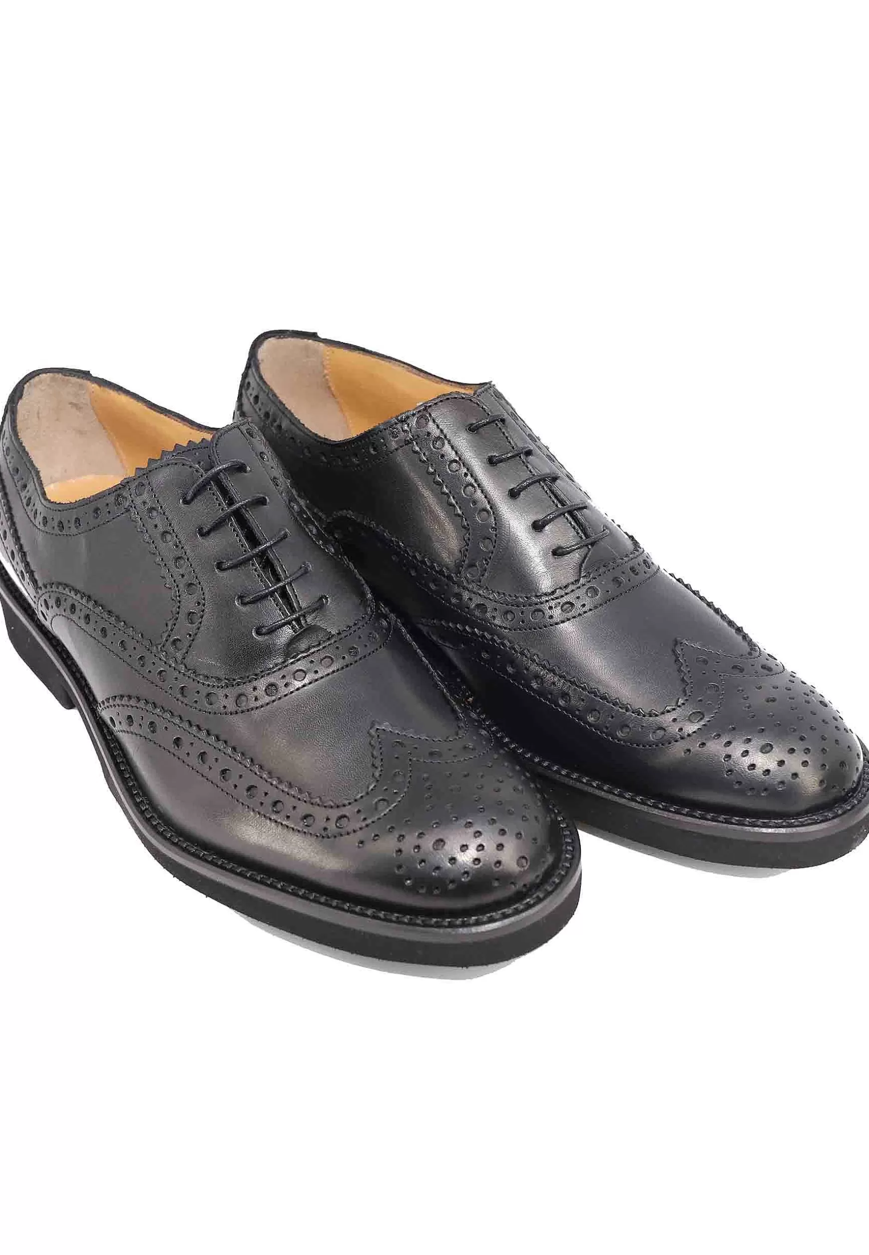 Stringate Uomo In Pelle Nera Con Impunture All'Inglese E Suola In Gomma Ultra Leggera** Flash Sale