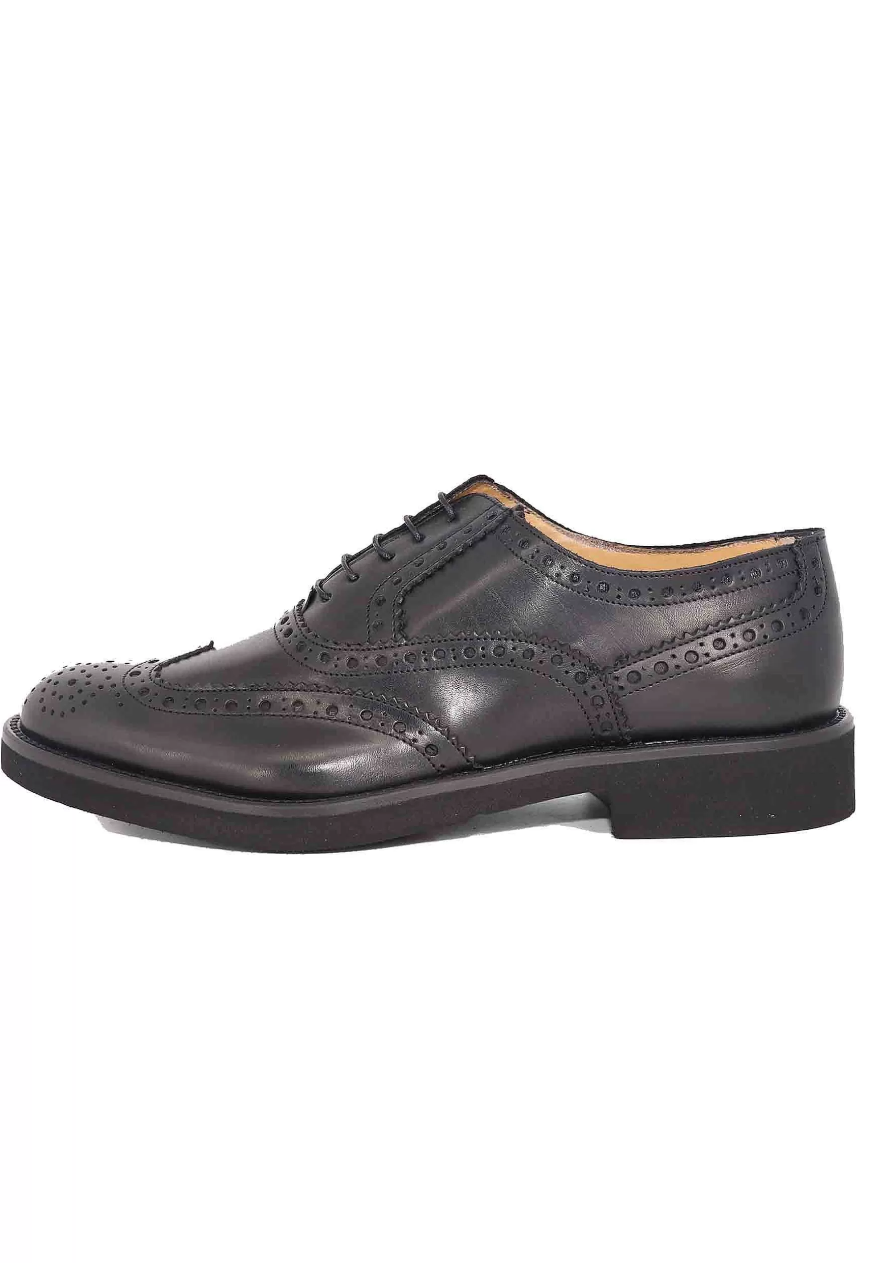 Stringate Uomo In Pelle Nera Con Impunture All'Inglese E Suola In Gomma Ultra Leggera** Flash Sale