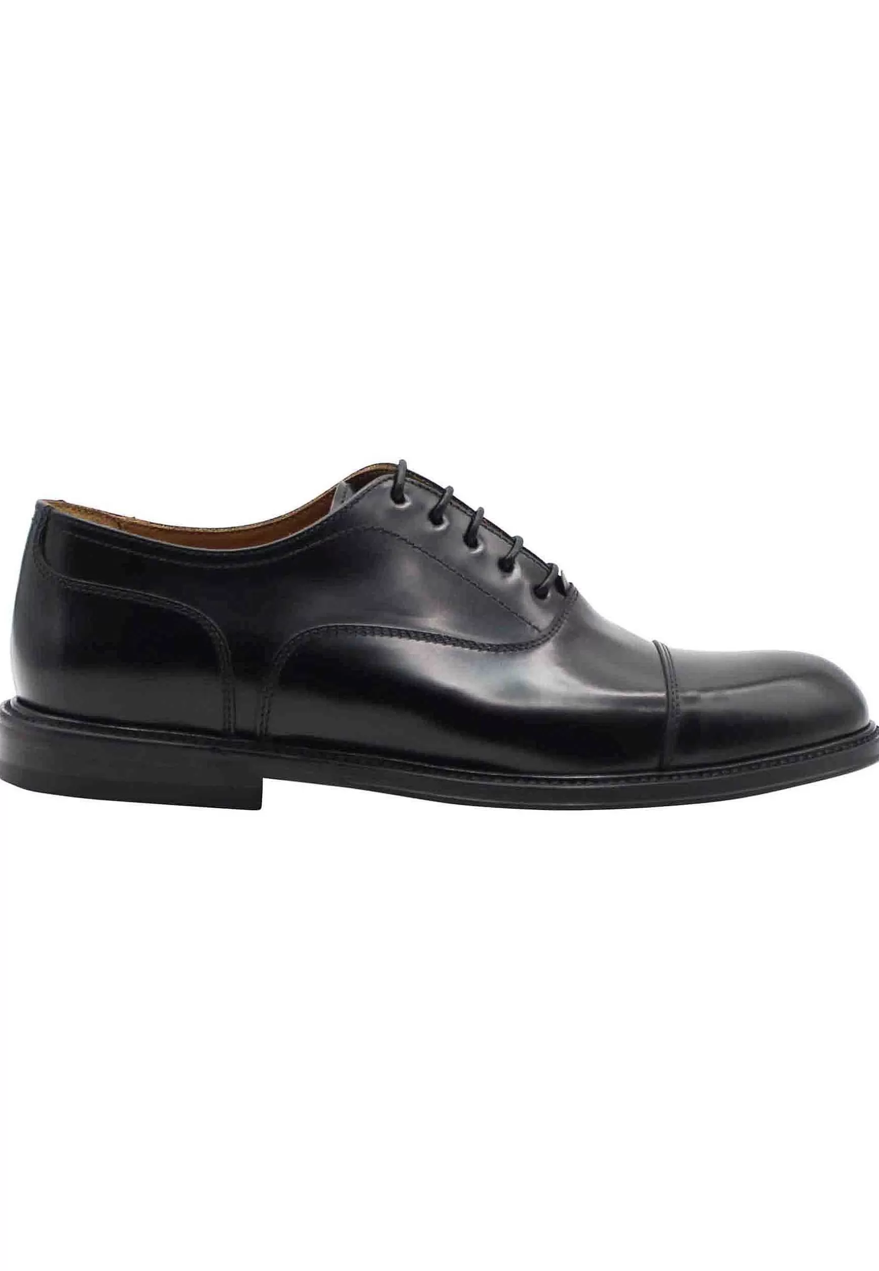 Stringate Uomo In Pelle Nera Con Suola In Cuoio Cucita*Green George Best Sale