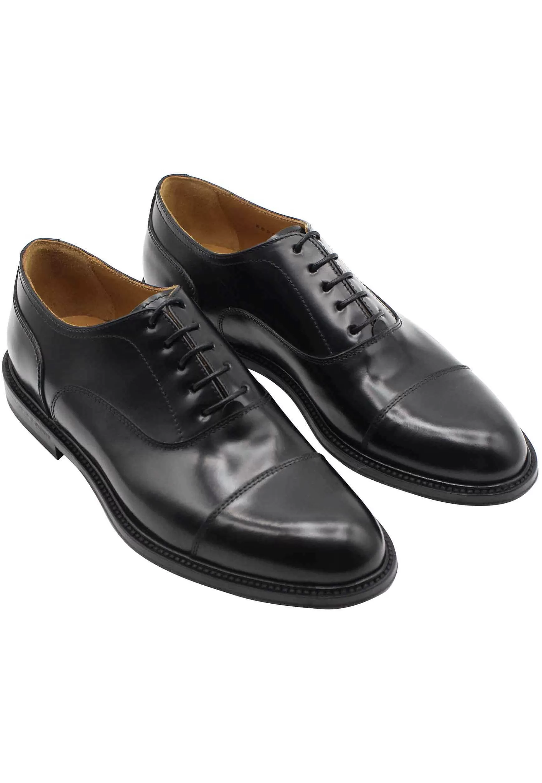 Stringate Uomo In Pelle Nera Con Suola In Cuoio Cucita*Green George Best Sale