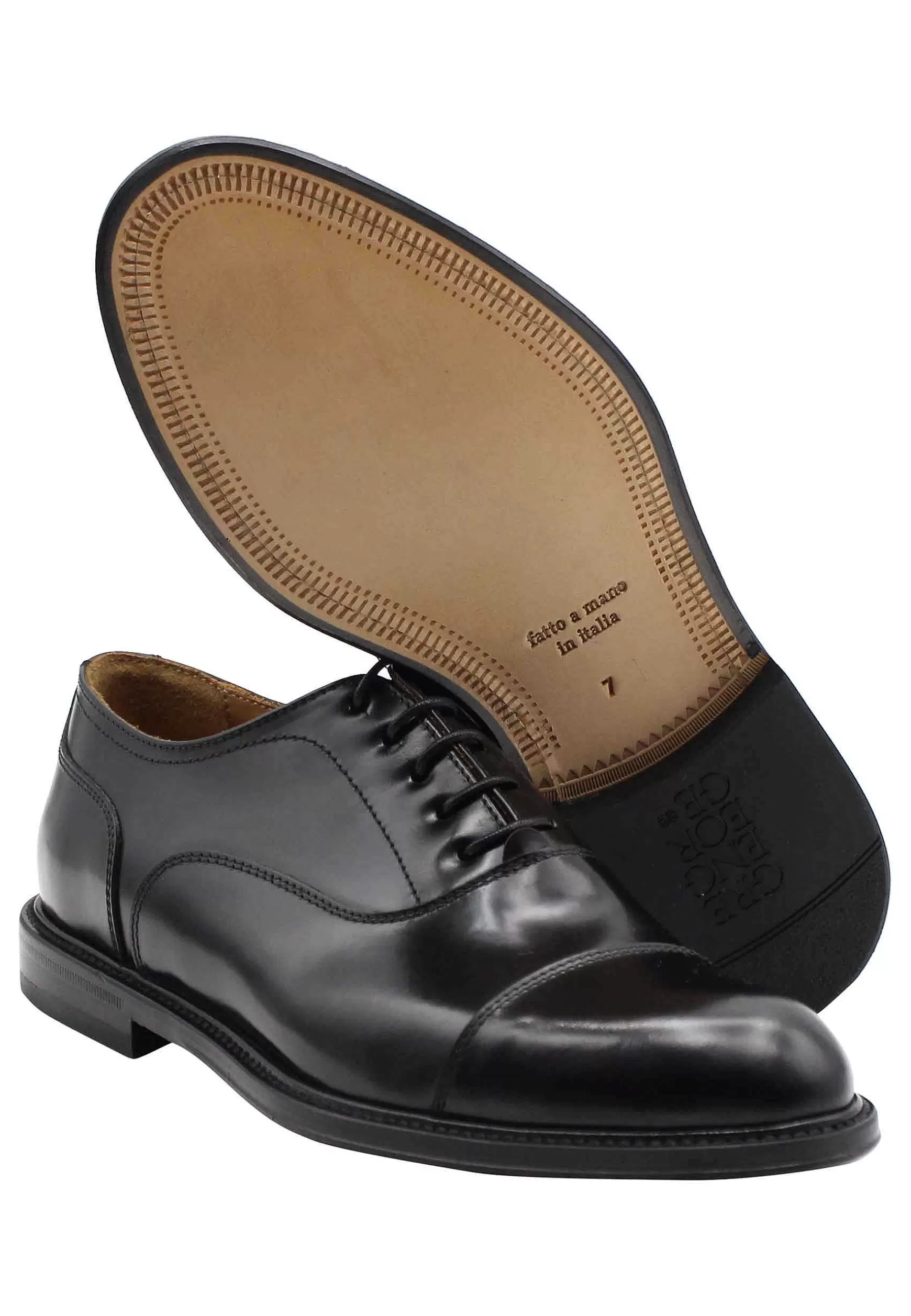 Stringate Uomo In Pelle Nera Con Suola In Cuoio Cucita*Green George Best Sale