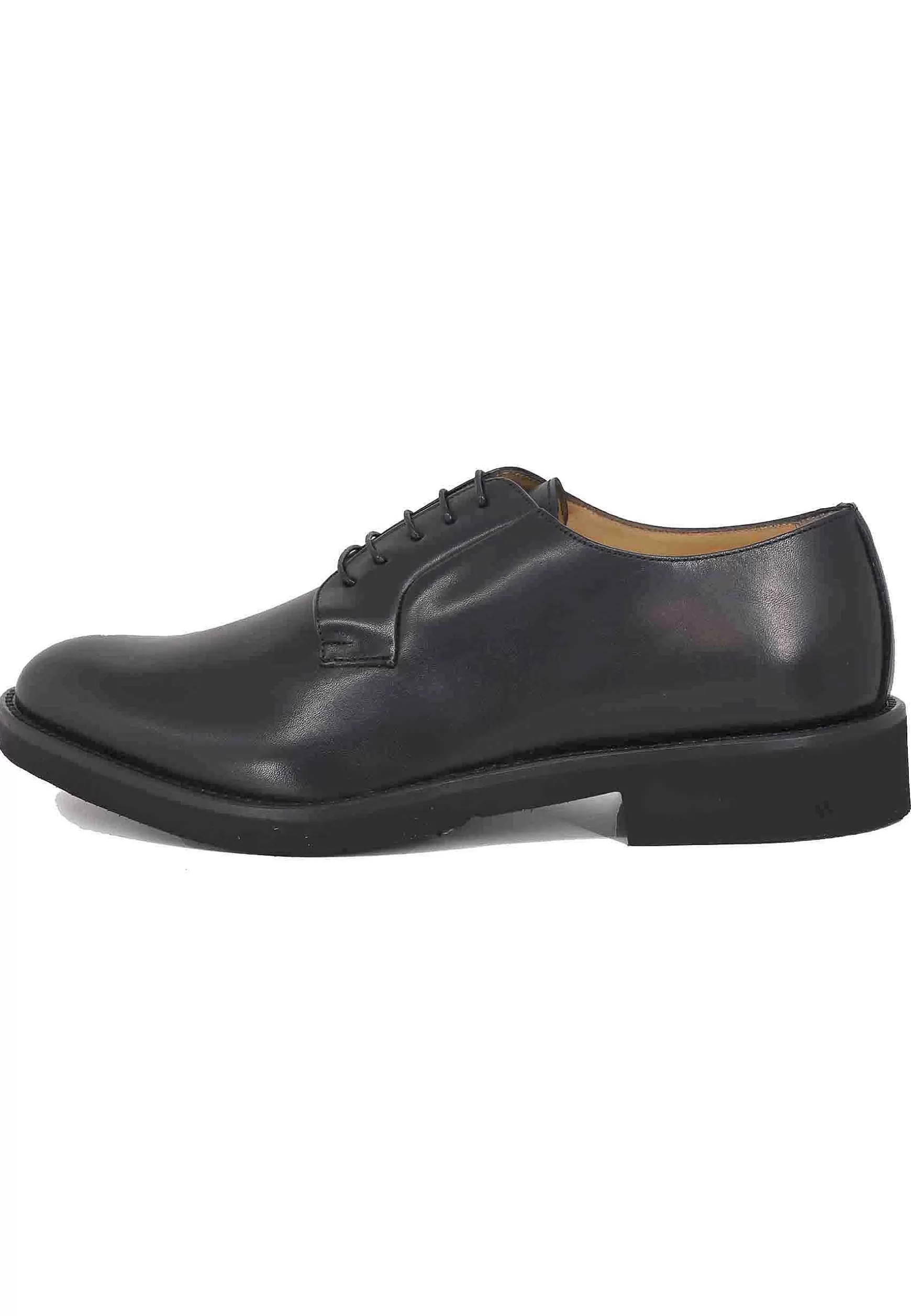 Stringate Uomo In Pelle Nera Con Suola In Gomma Ultra Leggera E Punta Tonda** Best Sale