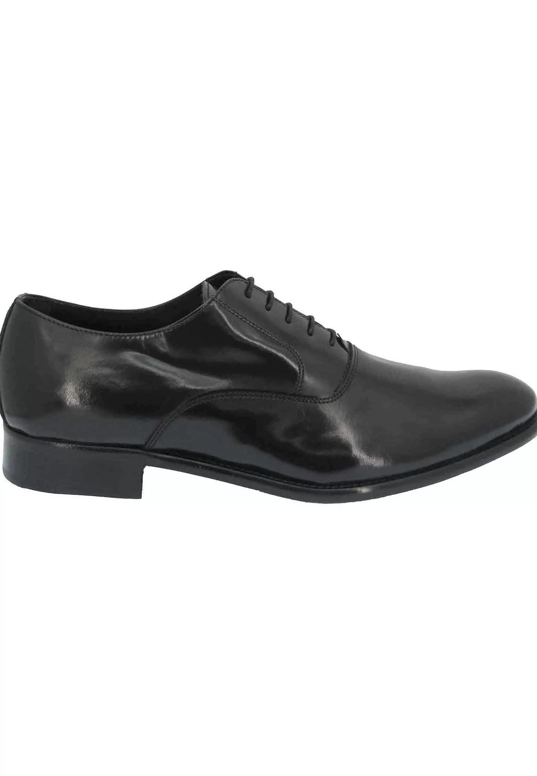 Stringate Uomo In Pelle Nera Lucida Con Fondo In Cuoio** Online