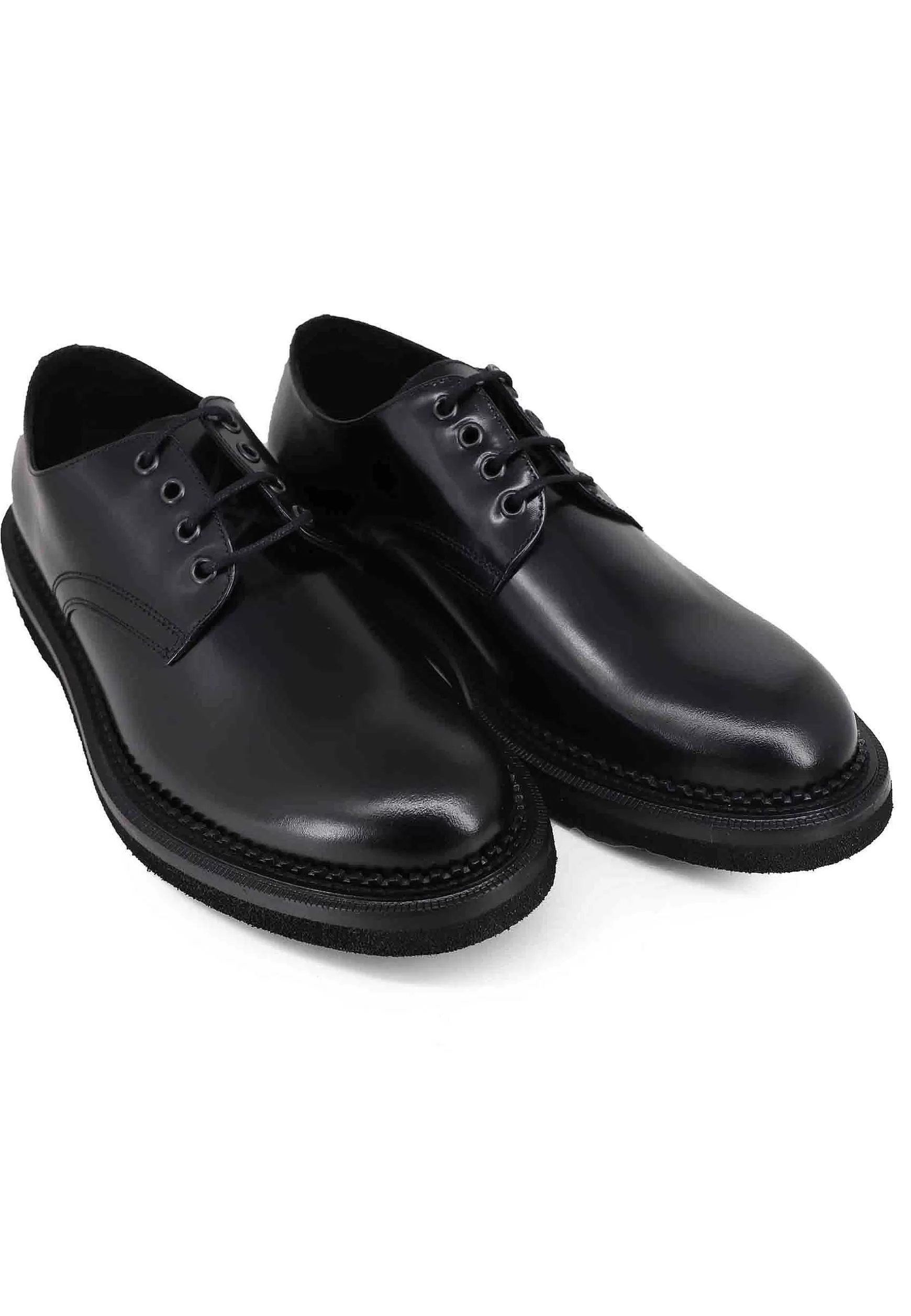 Stringate Uomo In Pelle Nera Lucida Con Suola In Gomma*Antica Cuoieria Clearance