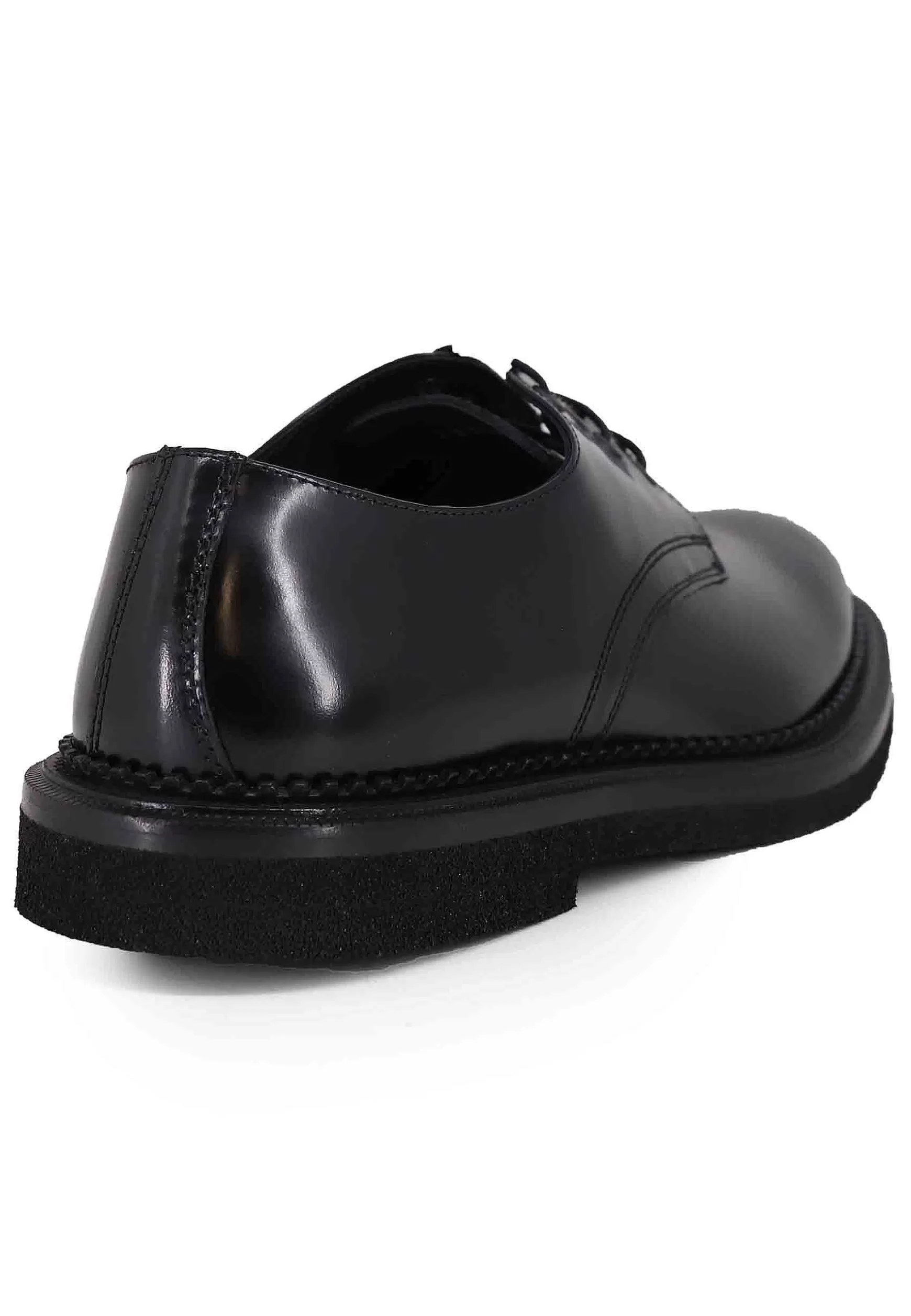 Stringate Uomo In Pelle Nera Lucida Con Suola In Gomma*Antica Cuoieria Clearance