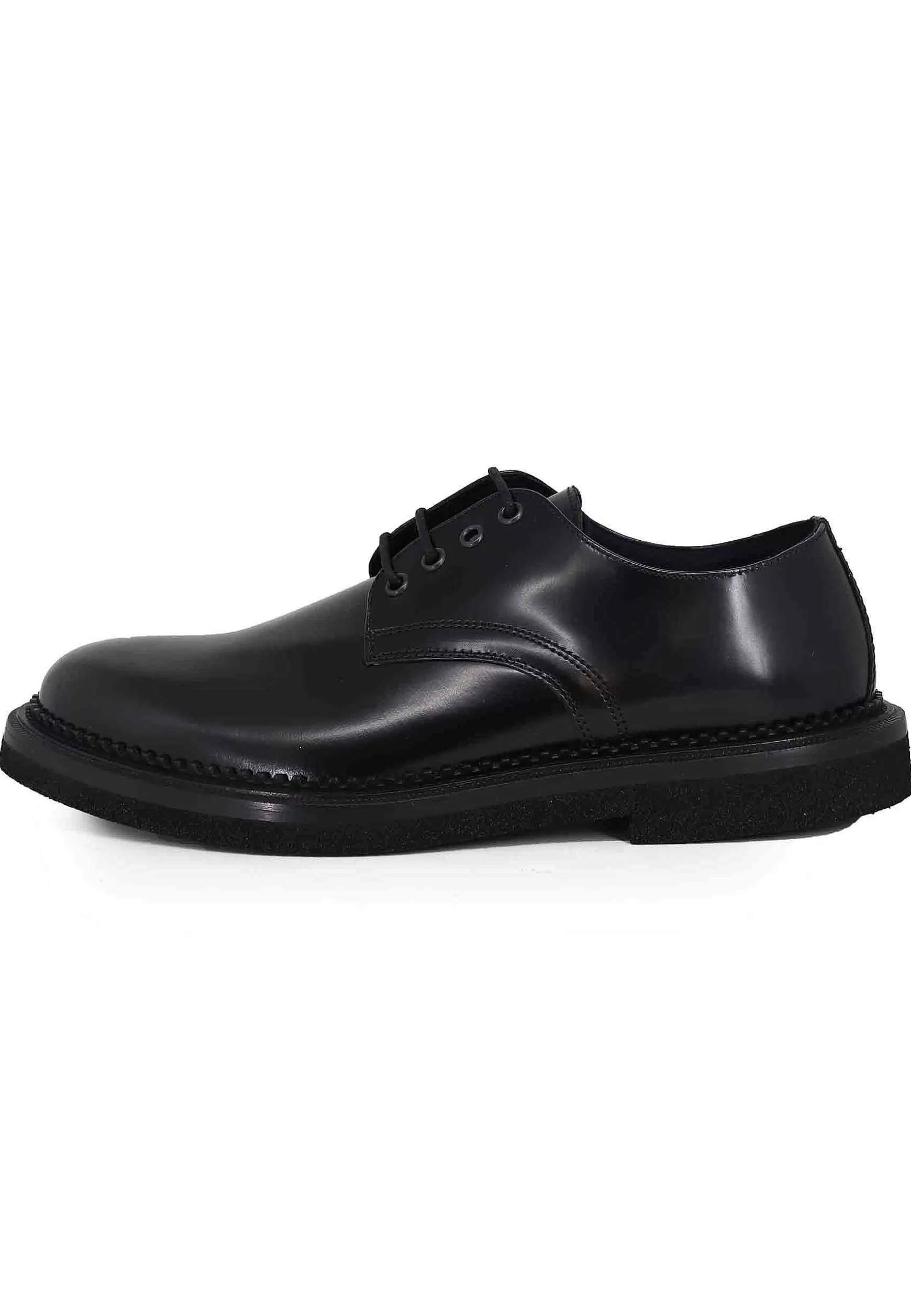 Stringate Uomo In Pelle Nera Lucida Con Suola In Gomma*Antica Cuoieria Clearance