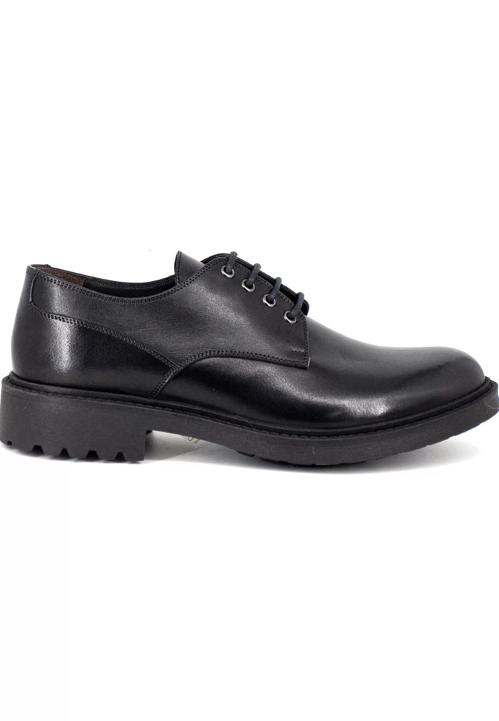 Stringate Uomo In Pelle Opaca Nera Con Suola In Gomma*Thompson Cheap