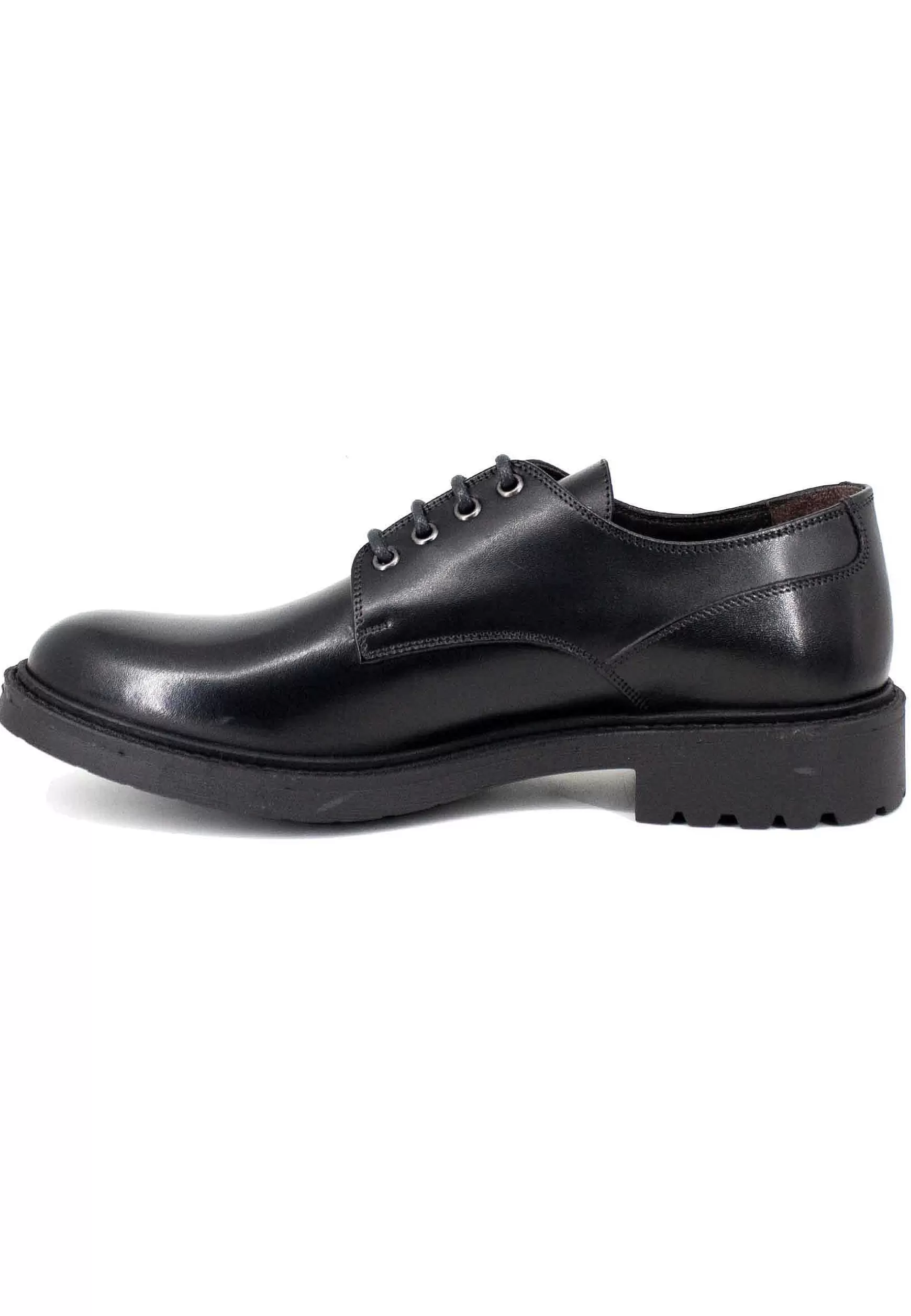 Stringate Uomo In Pelle Opaca Nera Con Suola In Gomma*Thompson Cheap