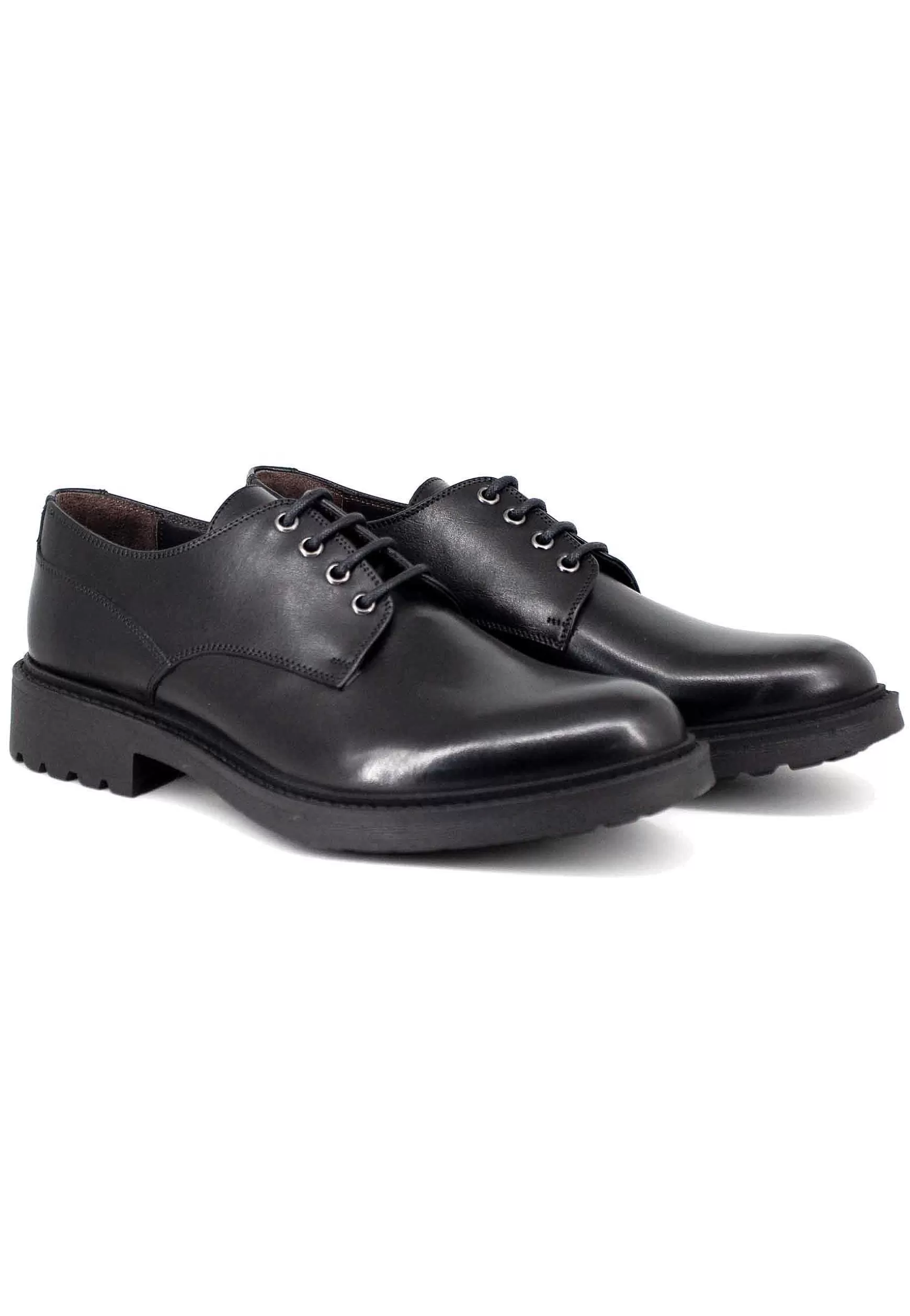 Stringate Uomo In Pelle Opaca Nera Con Suola In Gomma*Thompson Cheap