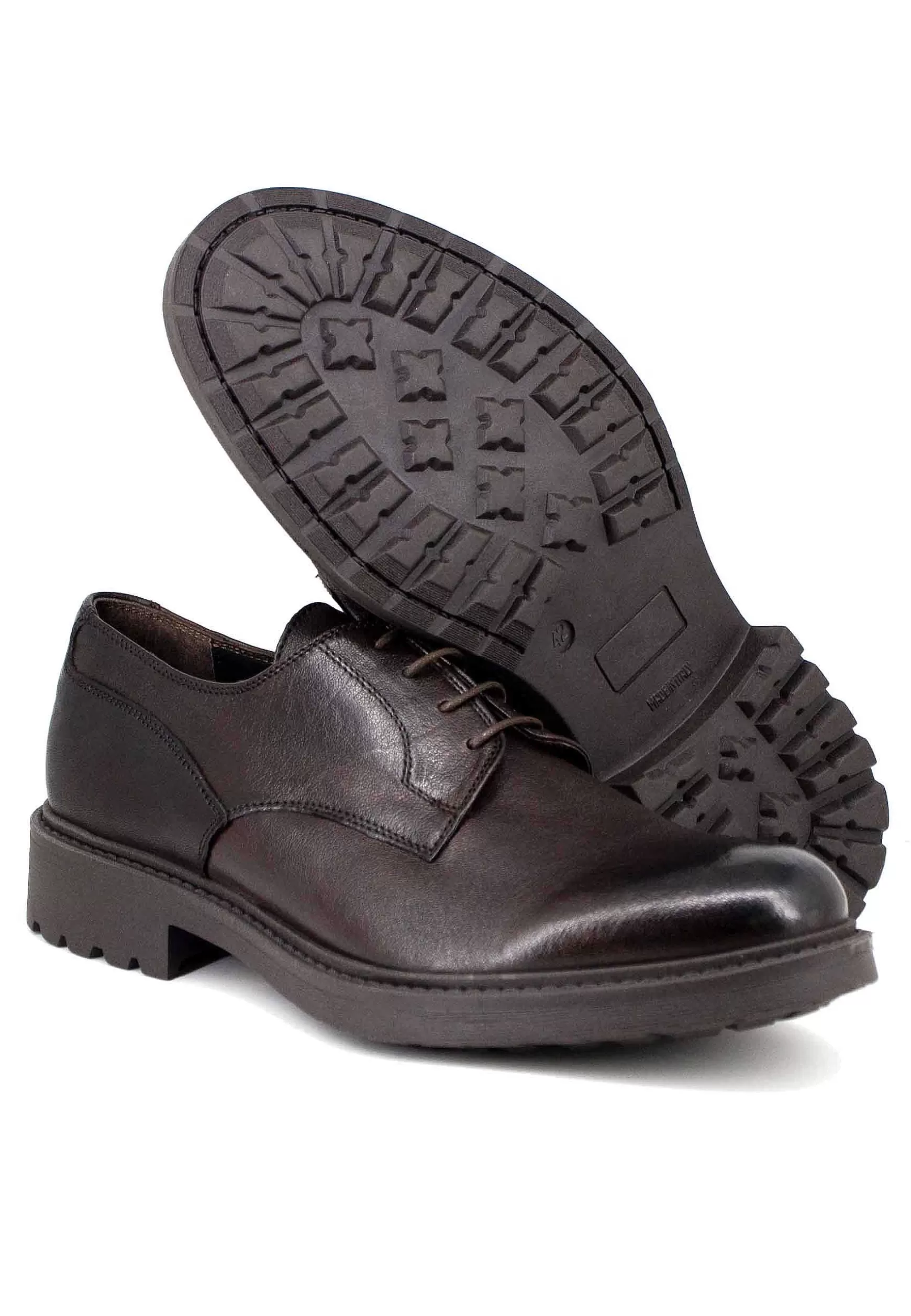 Stringate Uomo In Pelle Opaca Testa Di Moro Con Suola In Gomma*Thompson Clearance