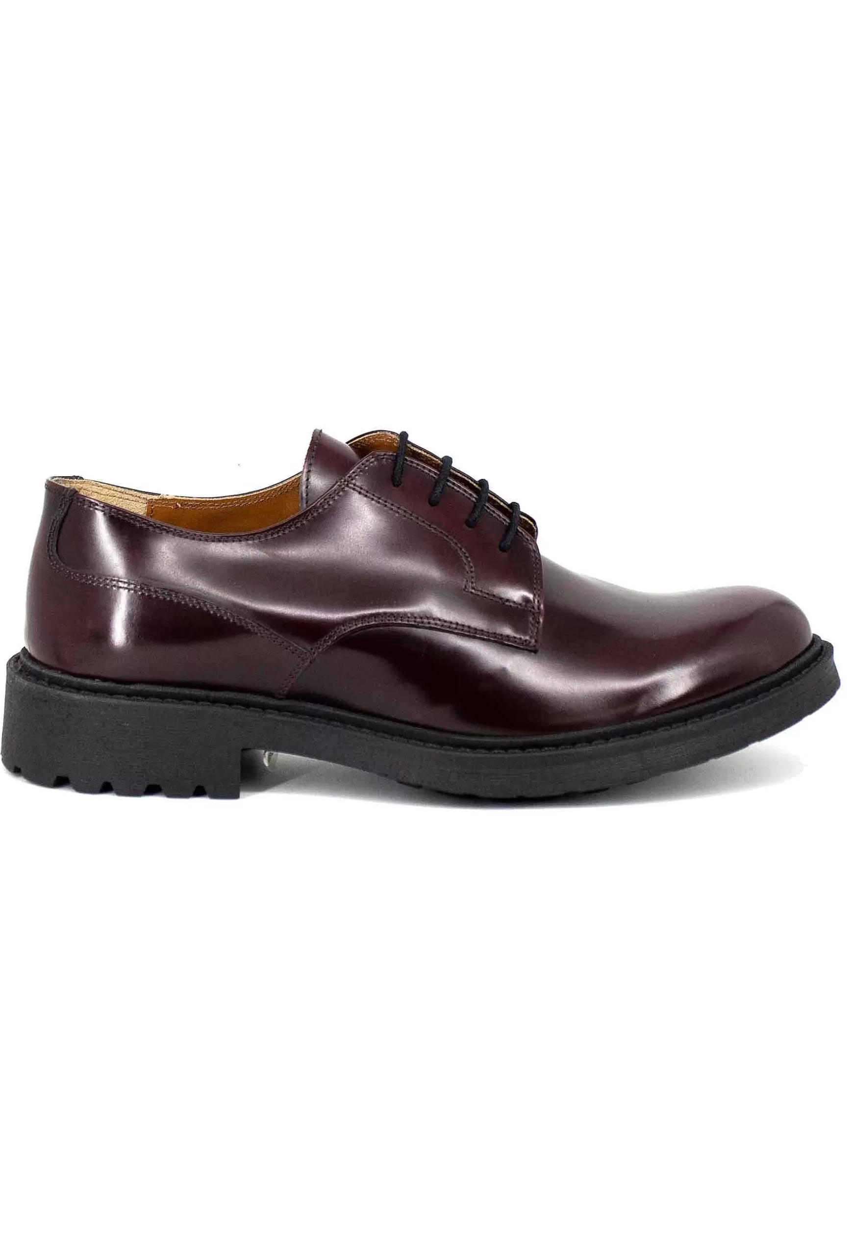 Stringate Uomo In Pelle Semi Lucida Bordeaux Con Suola In Gomma*Thompson Online