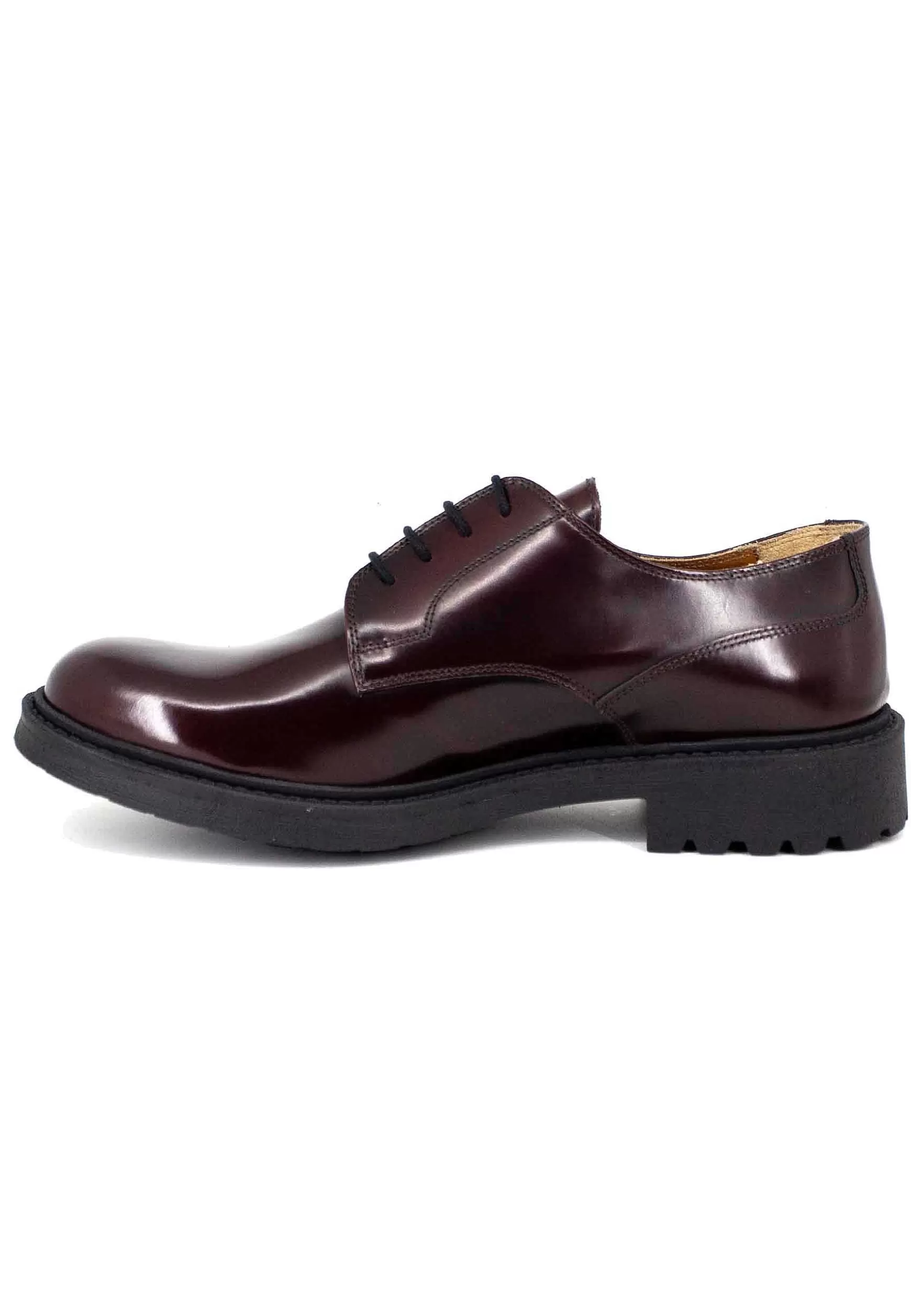 Stringate Uomo In Pelle Semi Lucida Bordeaux Con Suola In Gomma*Thompson Online