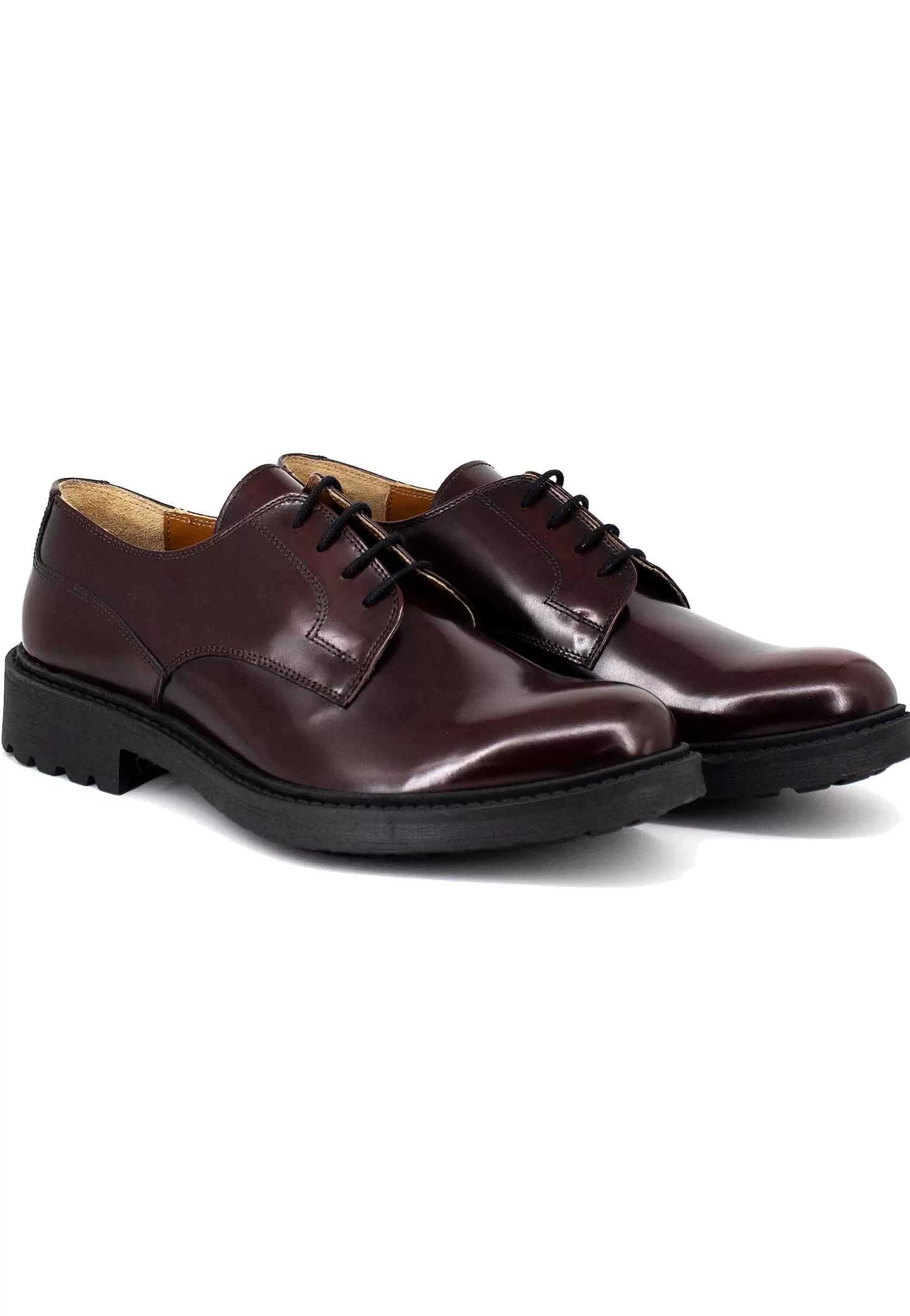 Stringate Uomo In Pelle Semi Lucida Bordeaux Con Suola In Gomma*Thompson Online