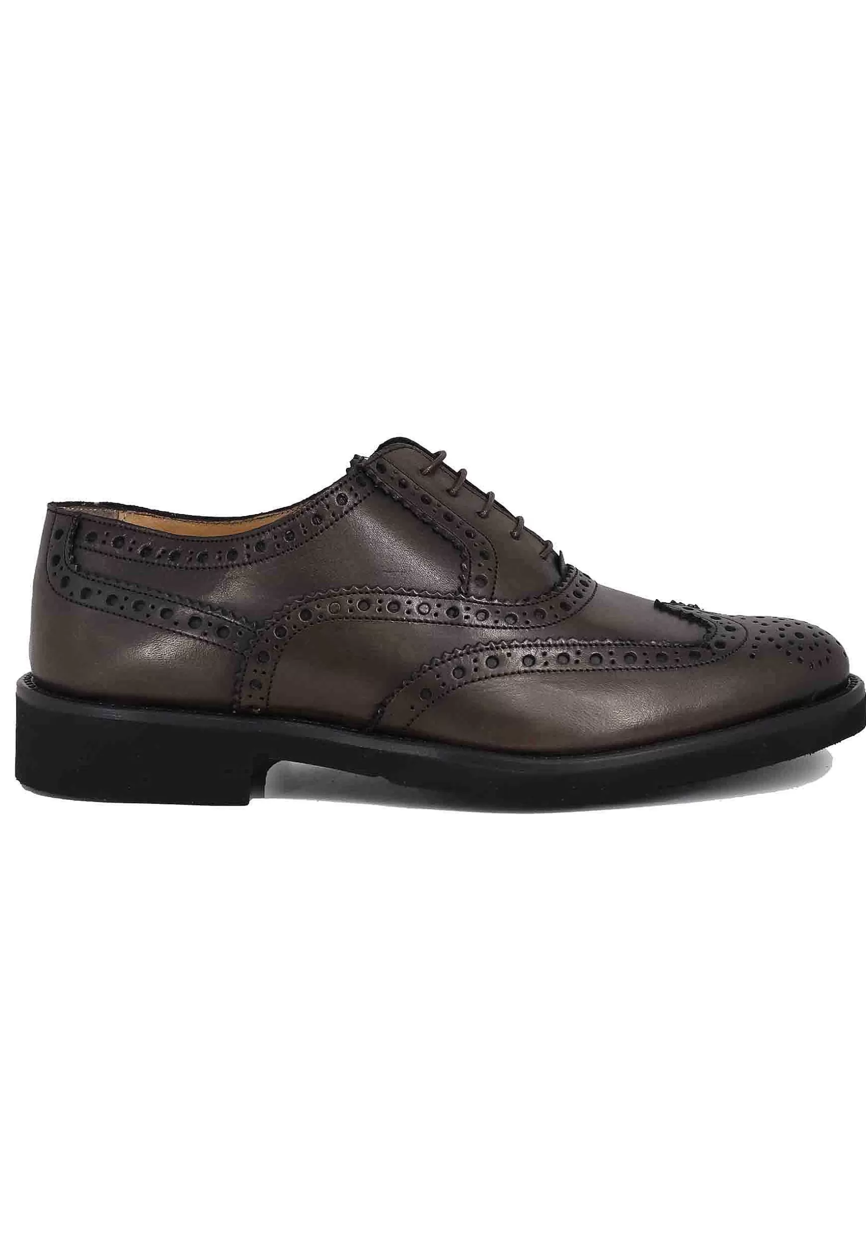 Stringate Uomo In Pelle Testa Di Moro Con Impunture All'Inglese E Suola In Gomma Ultra Leggera** New