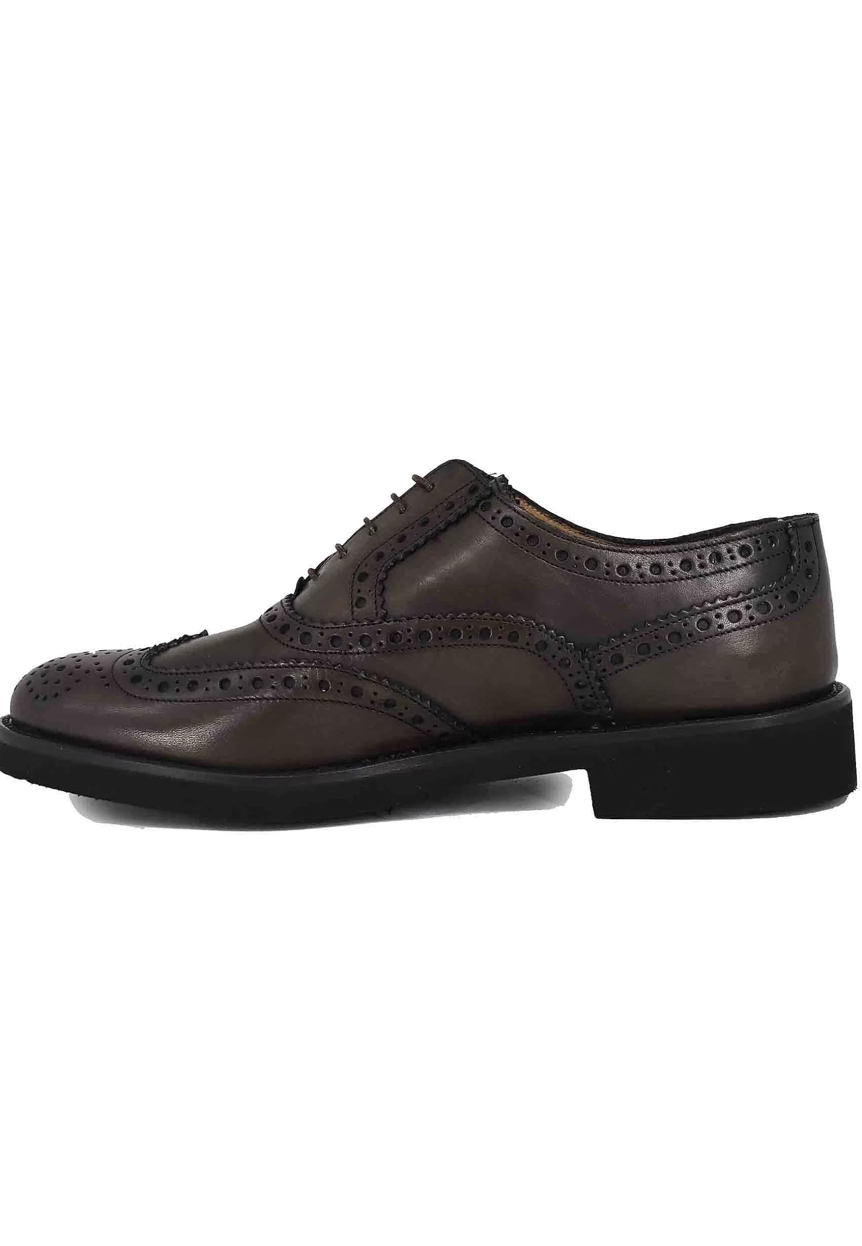 Stringate Uomo In Pelle Testa Di Moro Con Impunture All'Inglese E Suola In Gomma Ultra Leggera** New