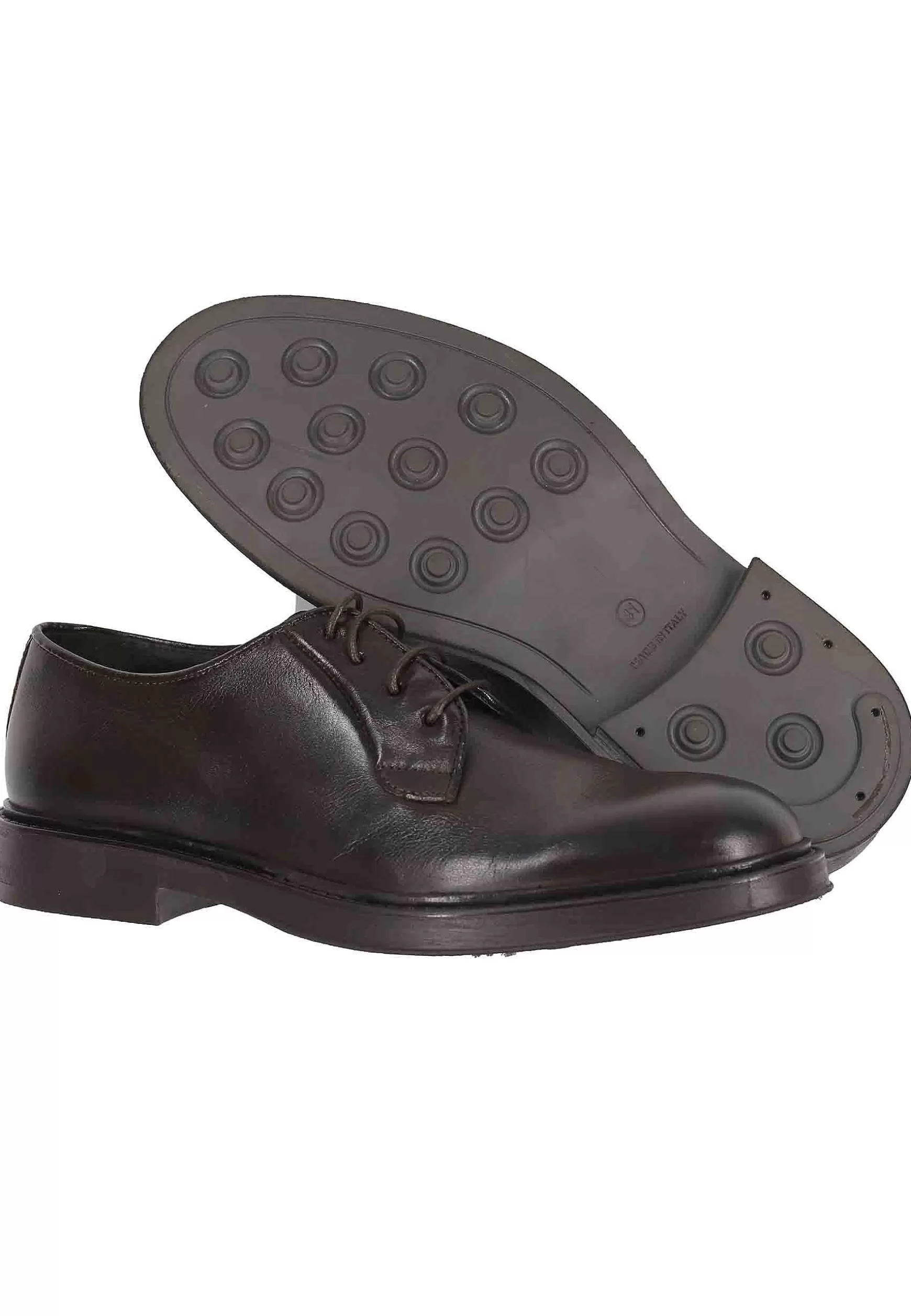 Stringate Uomo In Pelle Testa Di Moro Con Suola In Gomma** Sale