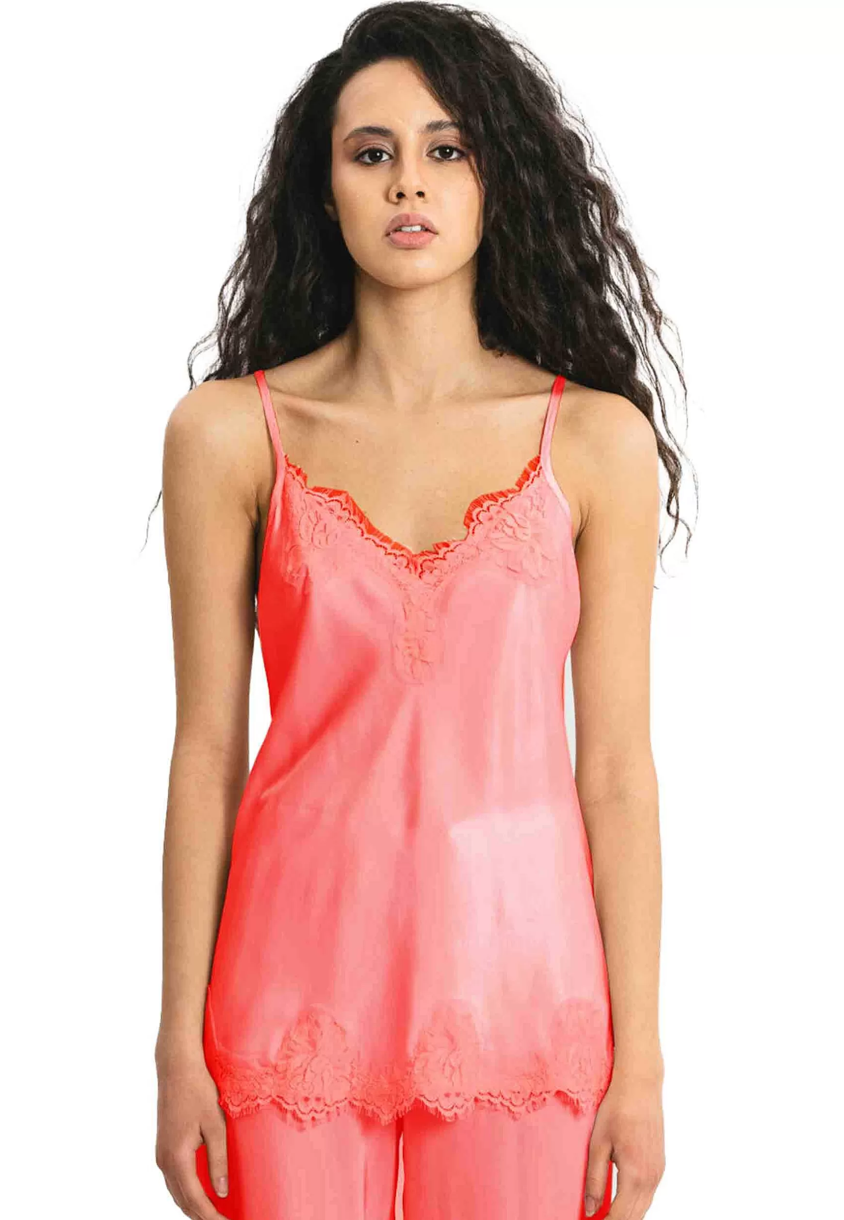 Top Donna Con Pizzo In Salmone Tono Su Tono*Pink Memories Best