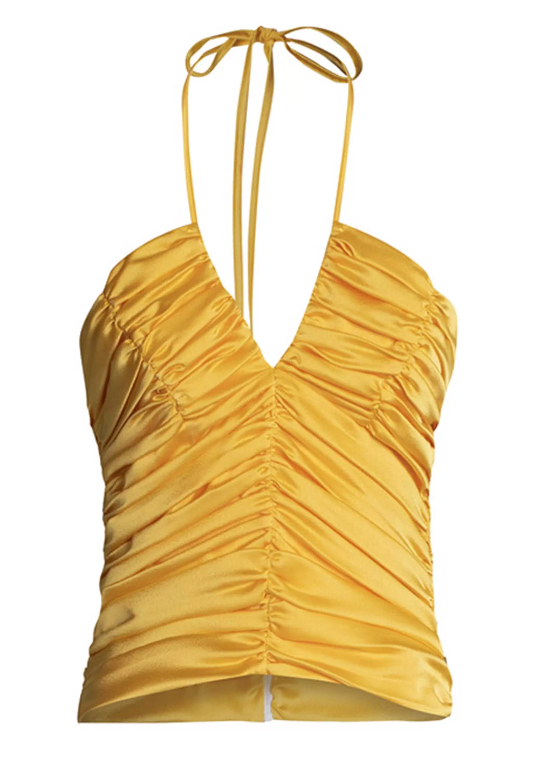 Top Donna Corto In Tessuto Giallo Con Drappeggio Centrale E Scollo A V*Nineminutes Clearance