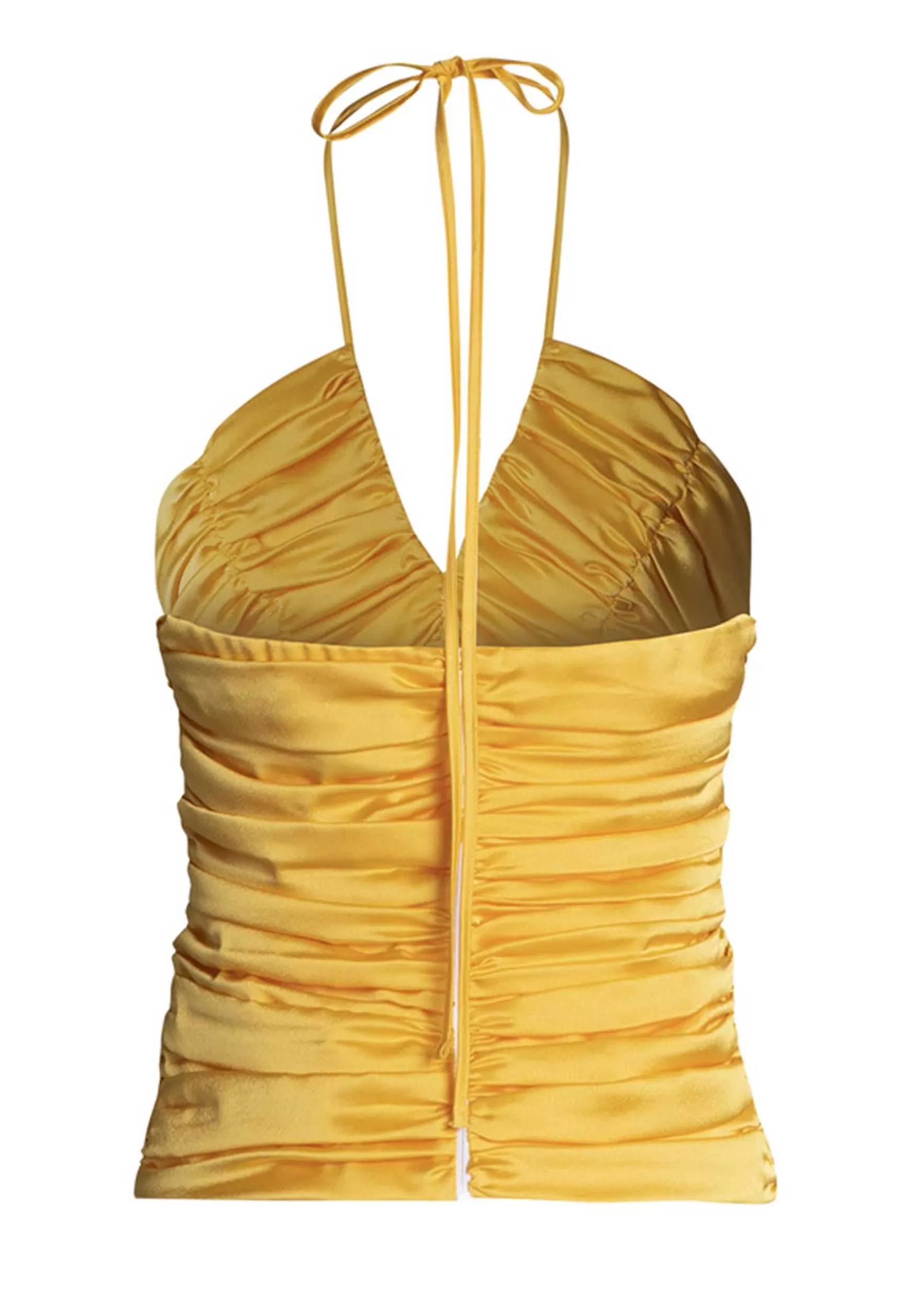 Top Donna Corto In Tessuto Giallo Con Drappeggio Centrale E Scollo A V*Nineminutes Clearance