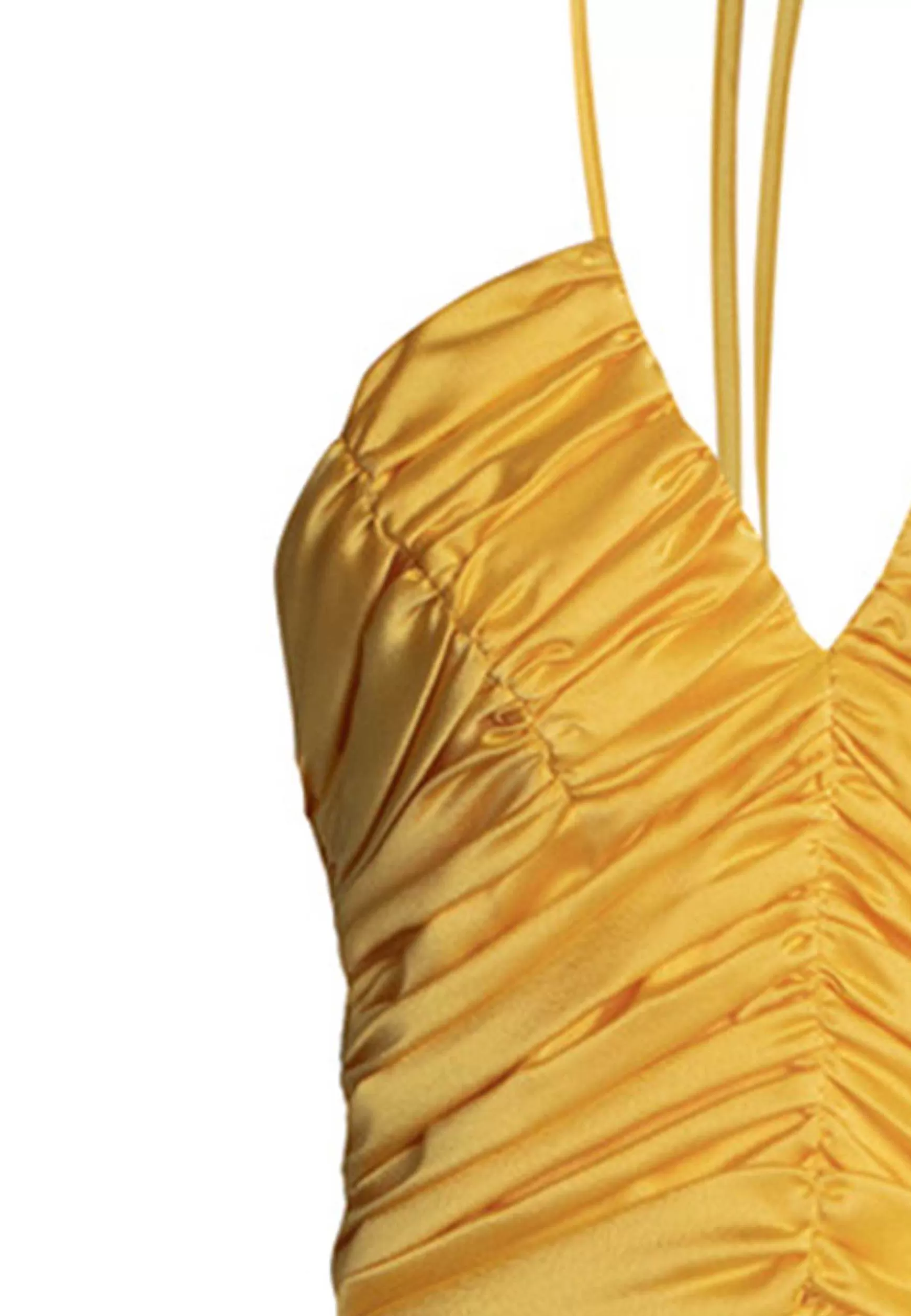 Top Donna Corto In Tessuto Giallo Con Drappeggio Centrale E Scollo A V*Nineminutes Clearance