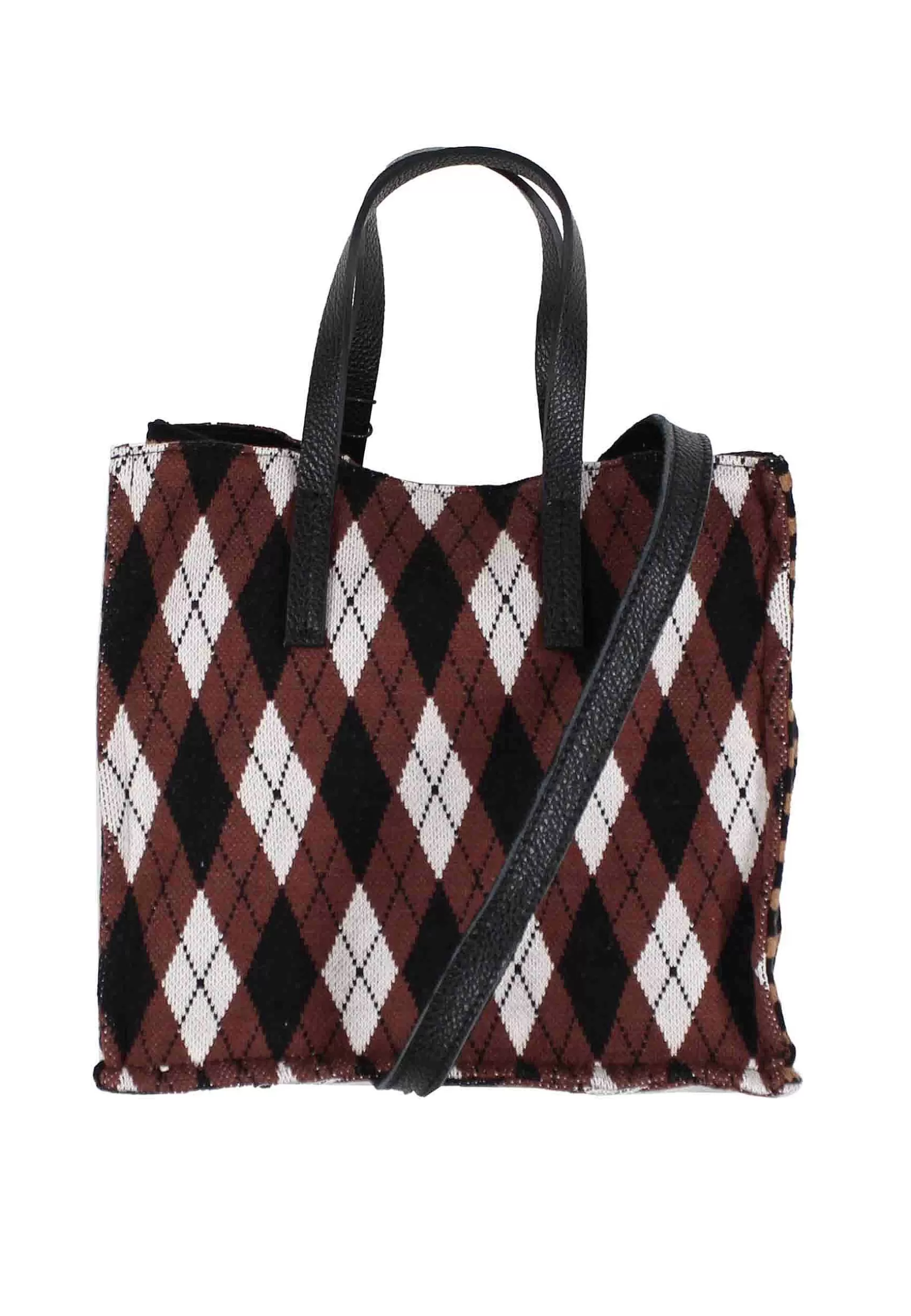 Tote Bag Donna In Tessuto Beige E Mattone Con Tracolla In Pelle*Kassiopea Cheap