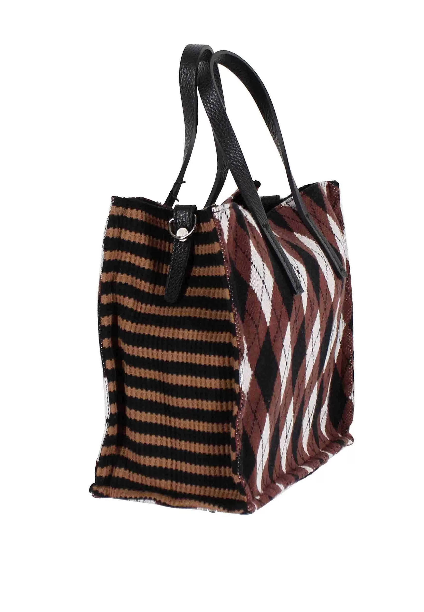 Tote Bag Donna In Tessuto Beige E Mattone Con Tracolla In Pelle*Kassiopea Cheap