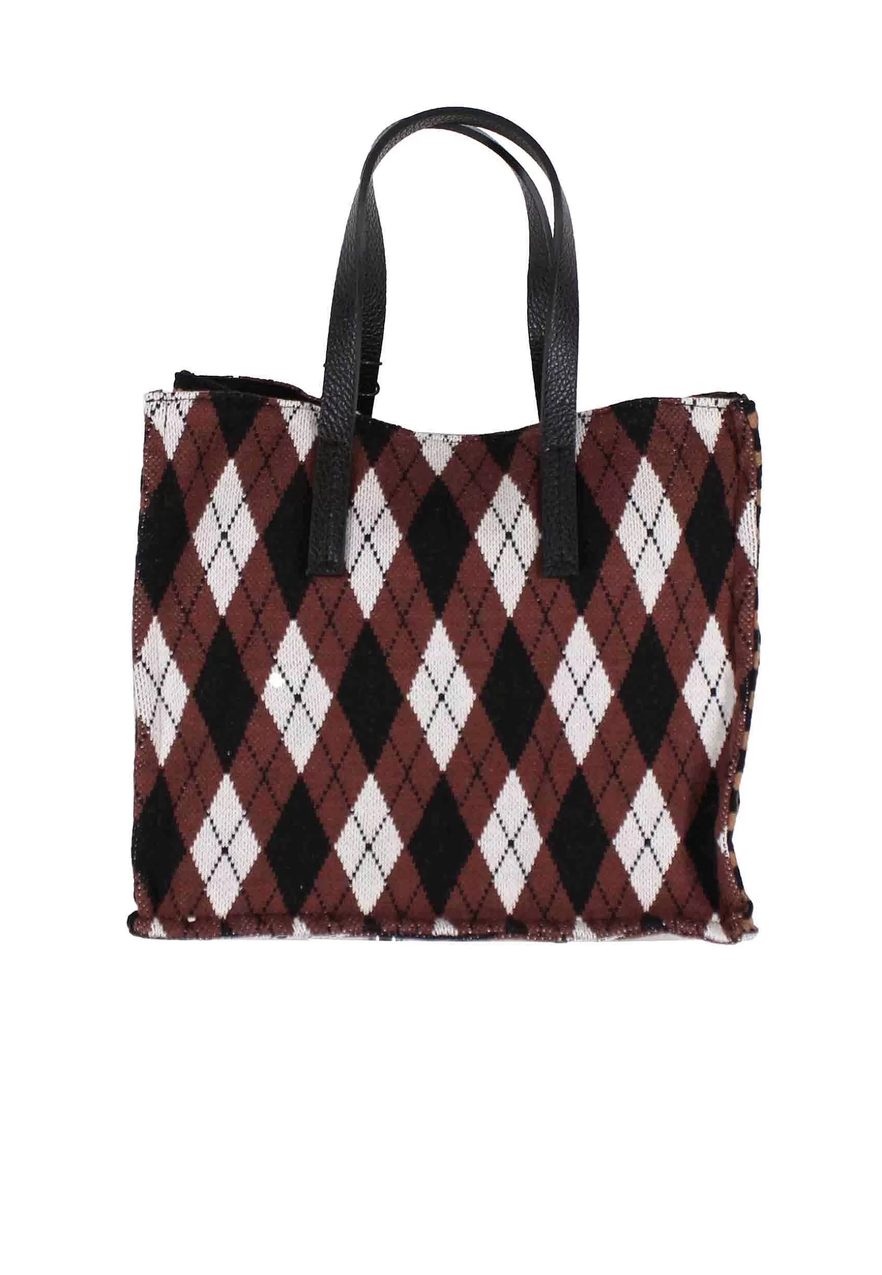 Tote Bag Donna In Tessuto Beige E Mattone Con Tracolla In Pelle*Kassiopea Cheap