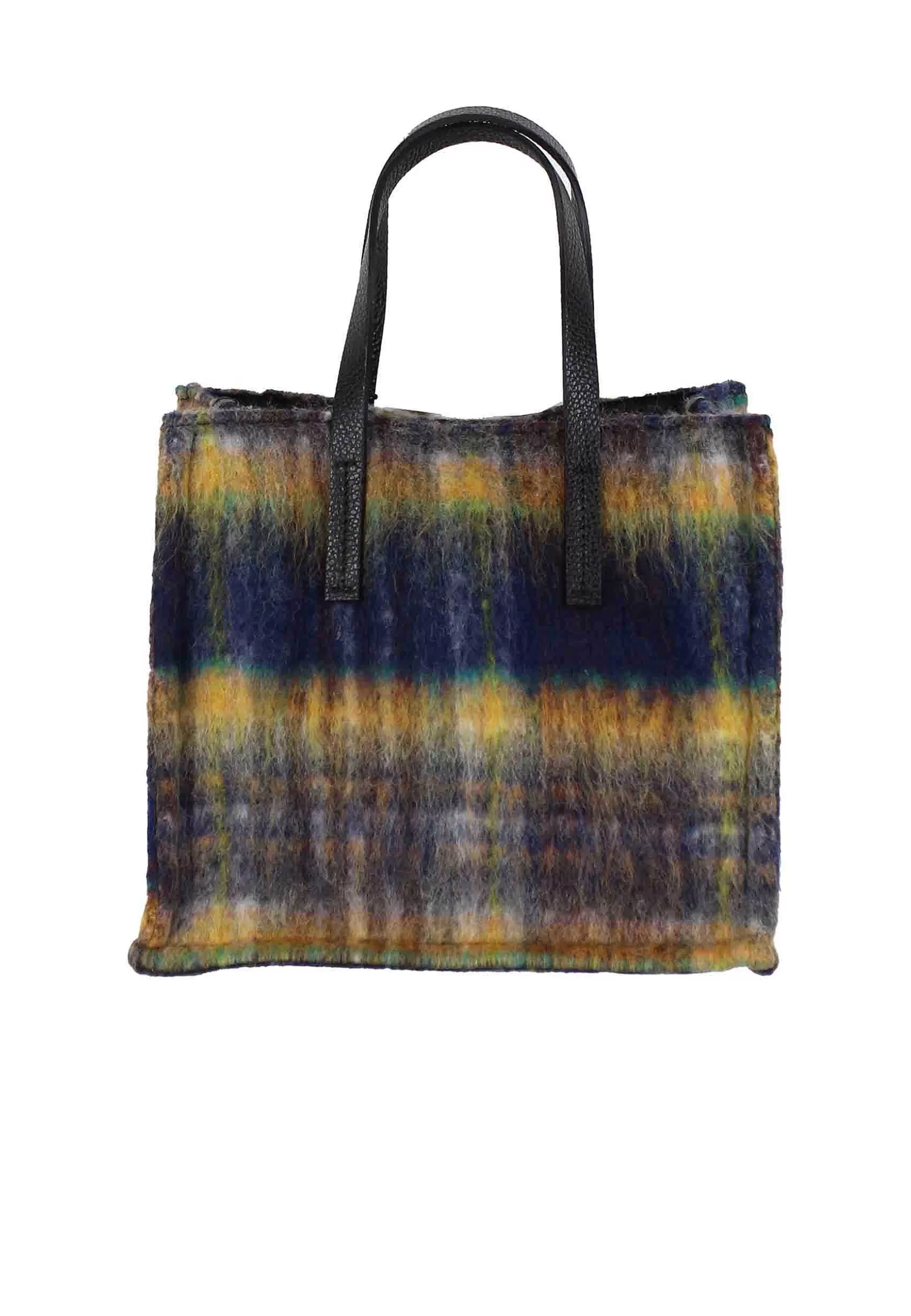 Tote Bag Donna In Tessuto Tartan Blu A Fantasia Con Tracolla In Pelle*Kassiopea Cheap