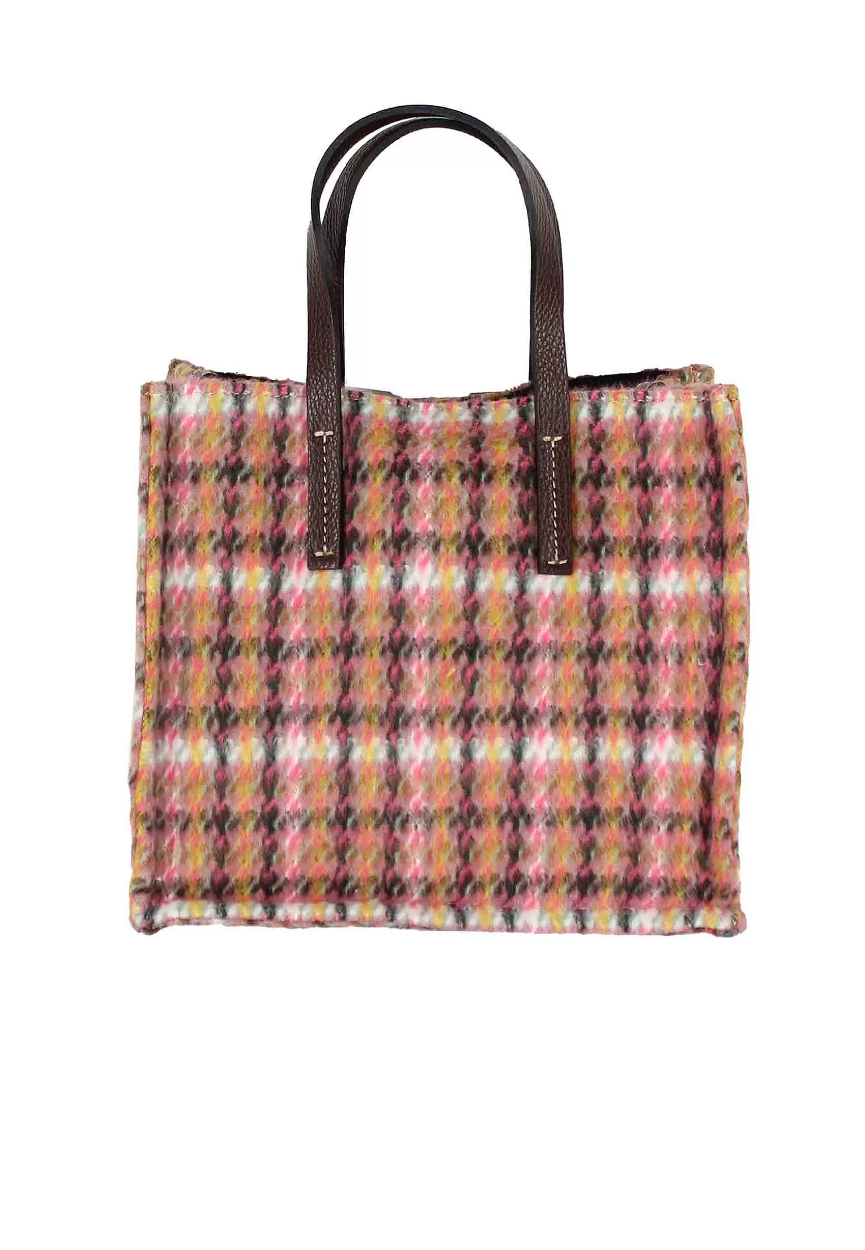 Tote Bag Donna In Tessuto Tartan Rosa A Fantasia Con Tracolla In Pelle*Kassiopea Best Sale