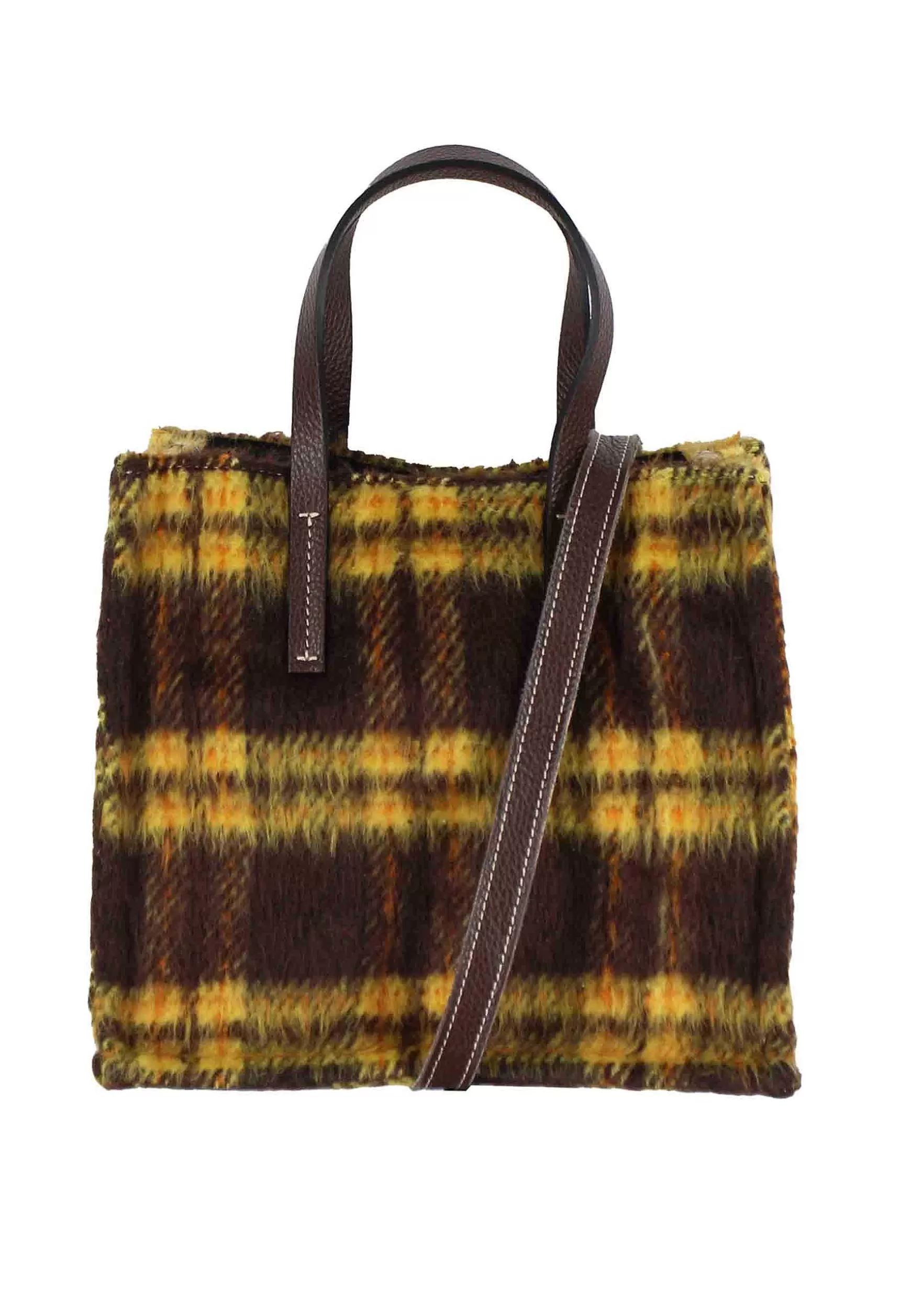 Tote Bag Donna In Tessuto Tartan Testa Di Moro A Fantasia Con Tracolla In Pelle*Kassiopea Sale