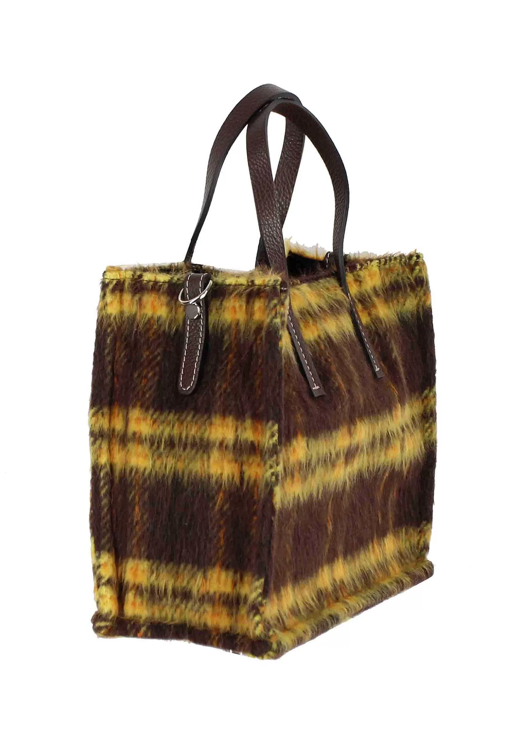 Tote Bag Donna In Tessuto Tartan Testa Di Moro A Fantasia Con Tracolla In Pelle*Kassiopea Sale