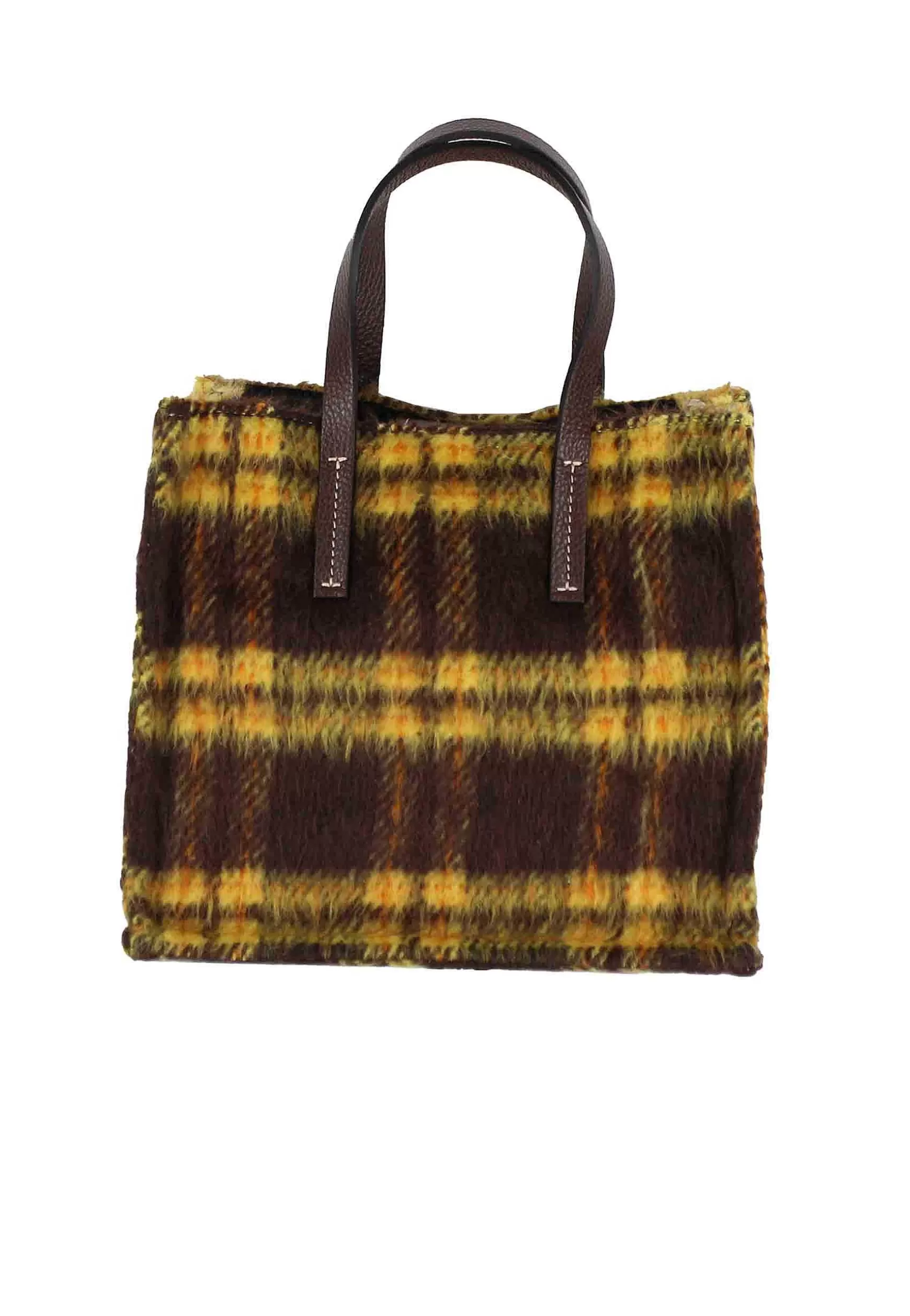 Tote Bag Donna In Tessuto Tartan Testa Di Moro A Fantasia Con Tracolla In Pelle*Kassiopea Sale