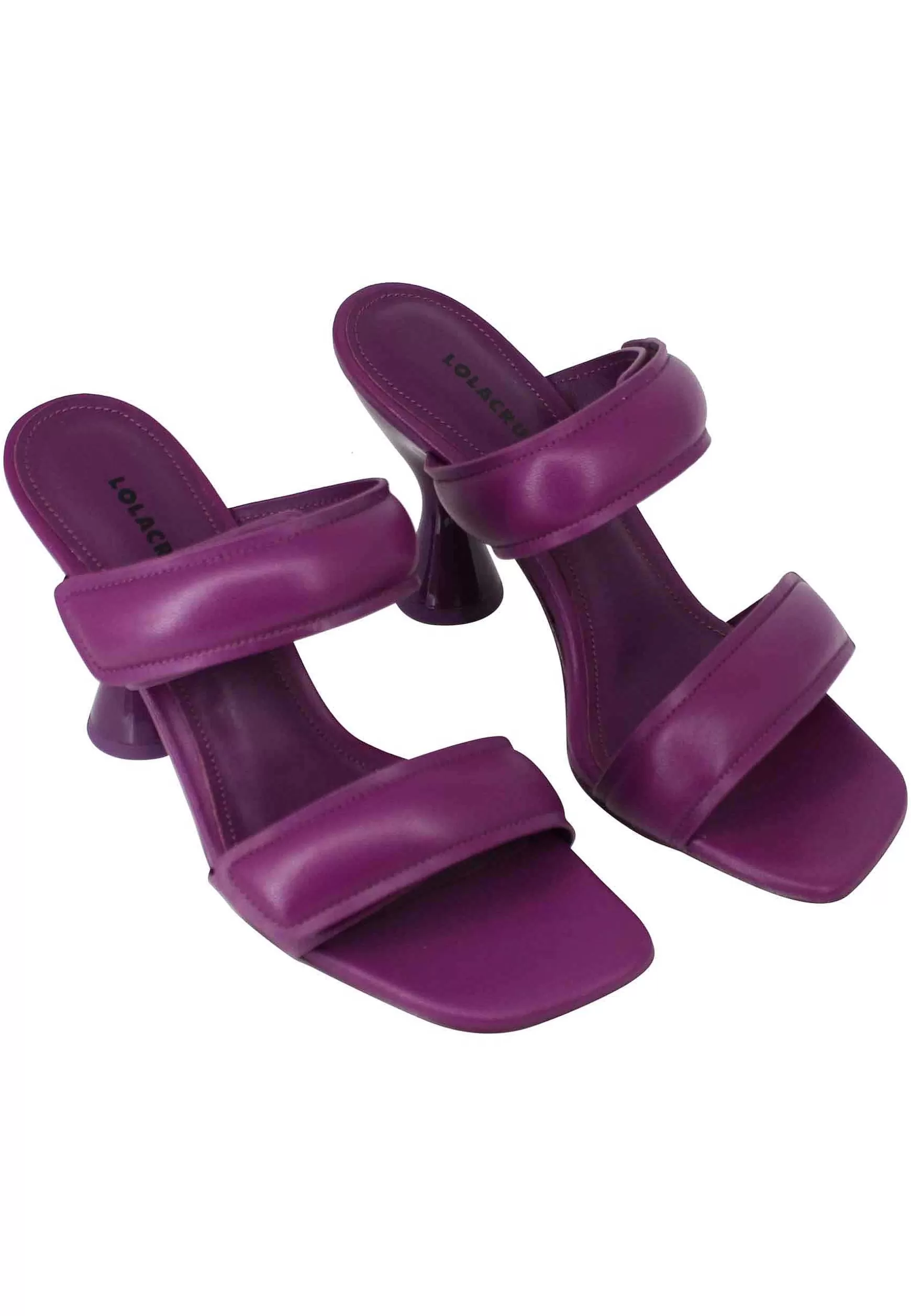 Treviso Sandali Donna In Pelle Viola Doppia Fascia Tacco Alto*Lola Cruz Store