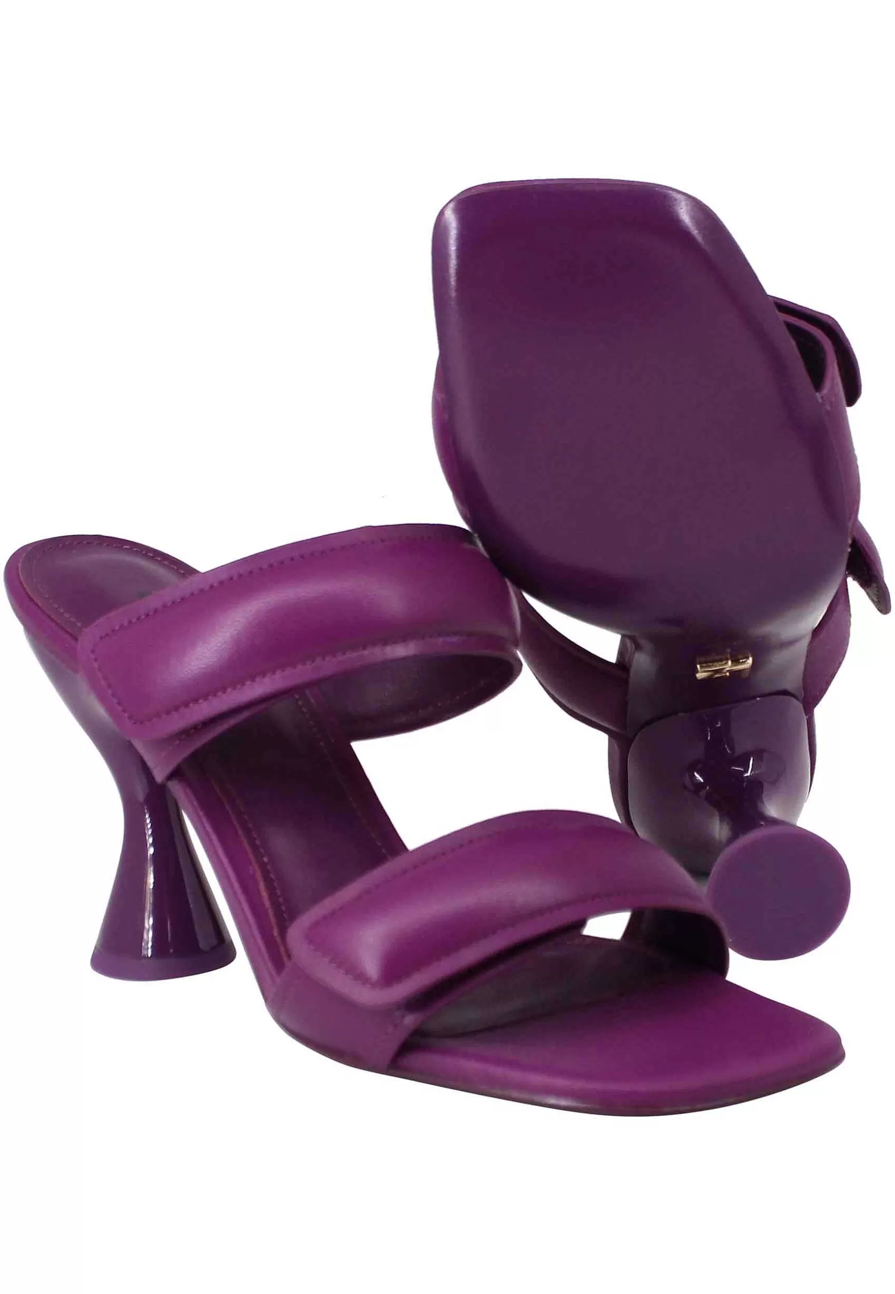 Treviso Sandali Donna In Pelle Viola Doppia Fascia Tacco Alto*Lola Cruz Store