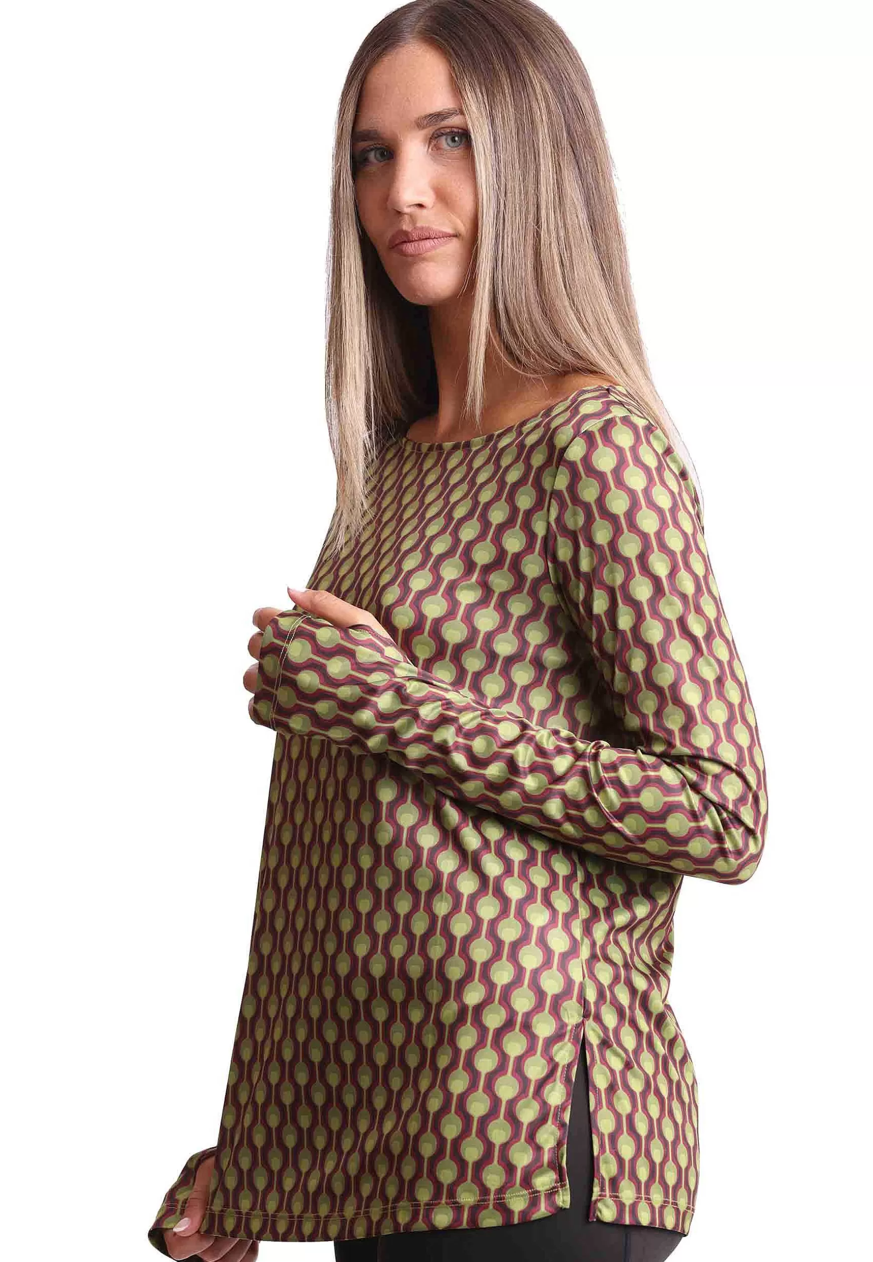 T-Shirt Donna Frieze In Jersey Stampato Bordeaux E Verde*Maliparmi Flash Sale