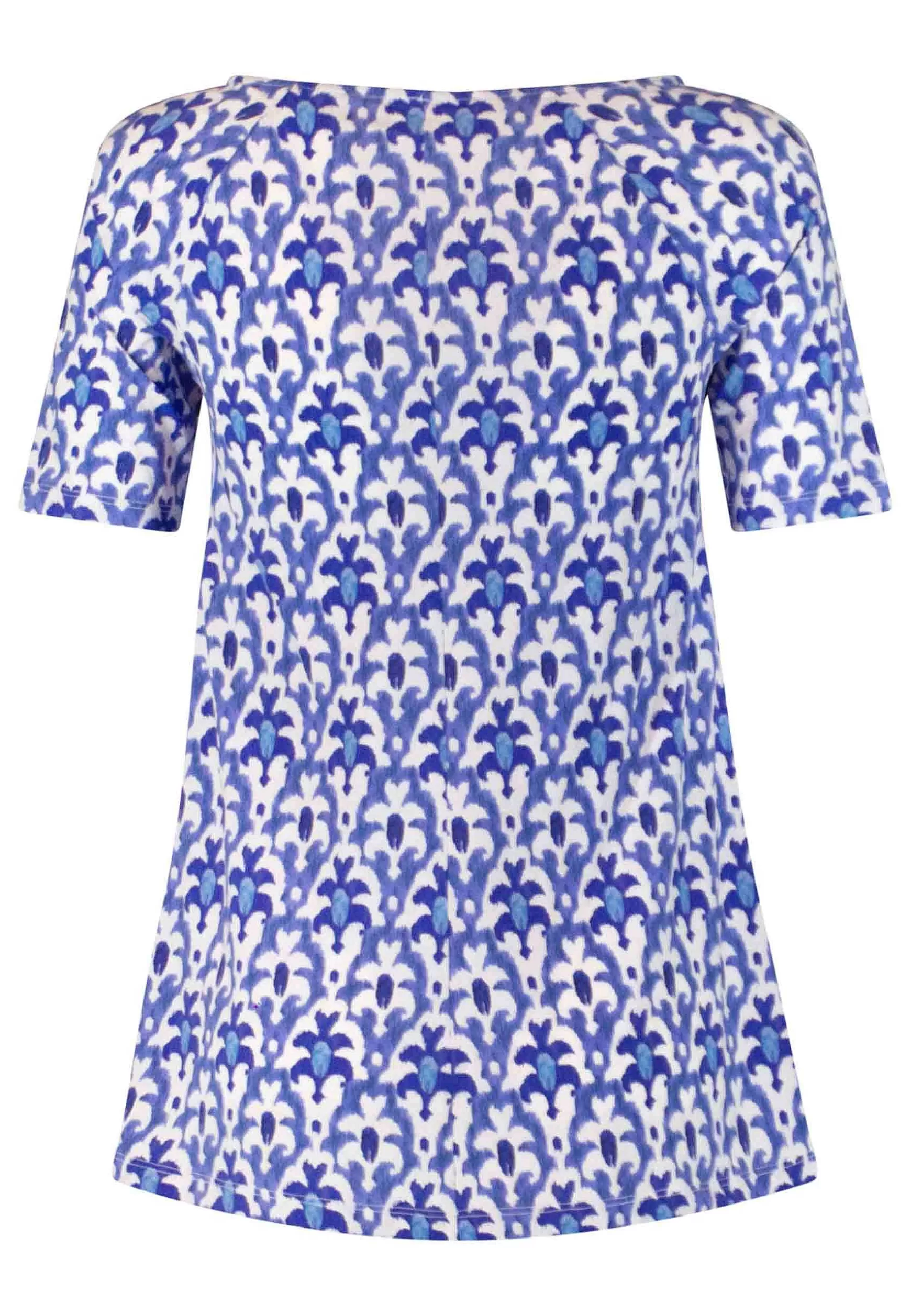 T-Shirt Donna Officinalis In Jersey Elasticizzato Blu E Bianco A Fantasia Con Mezza Manica*Maliparmi Fashion