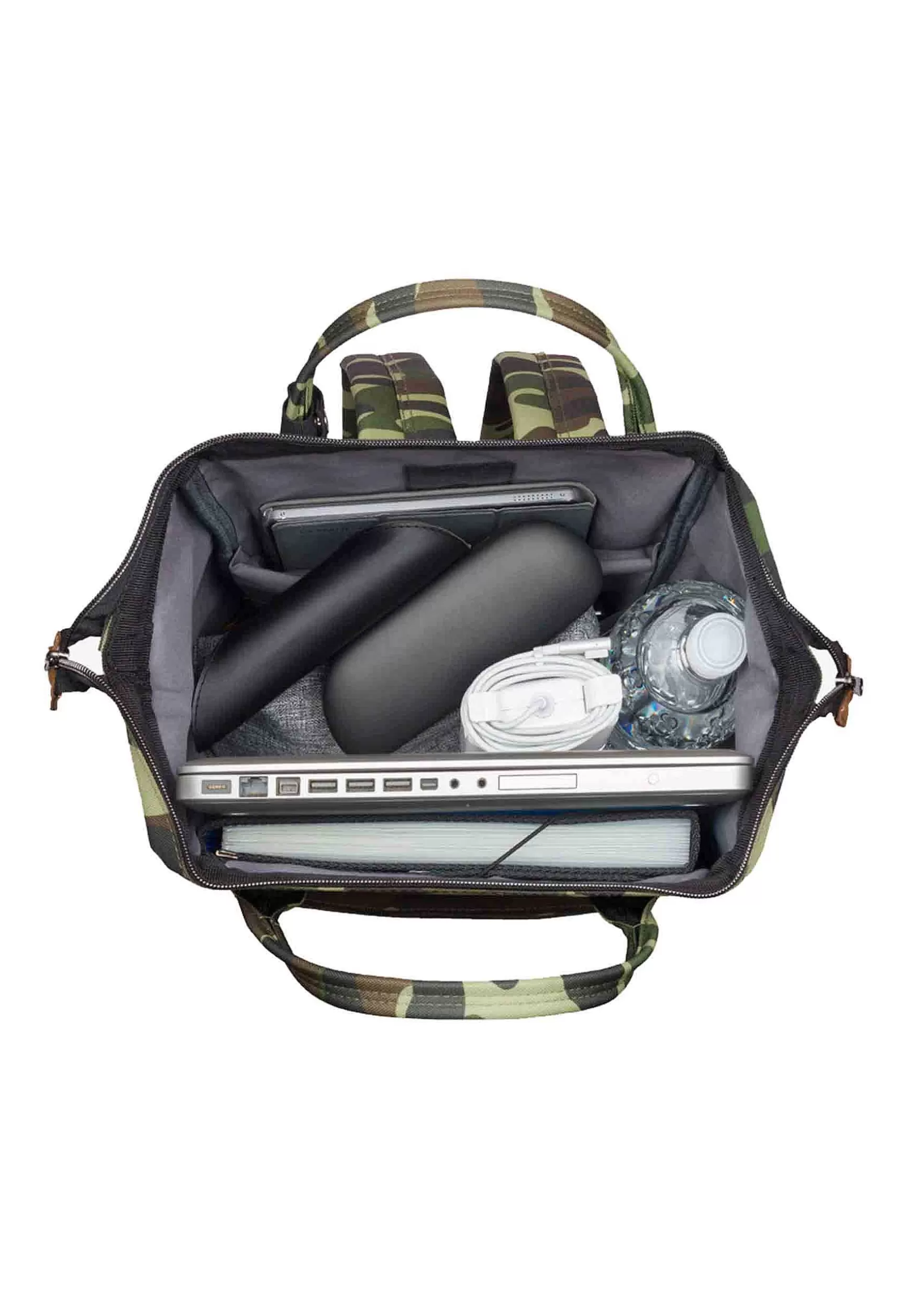 Zaino Uomo Bagpack In Nylon Verde Camouflage Con Apertura Zip*Extrò Shop