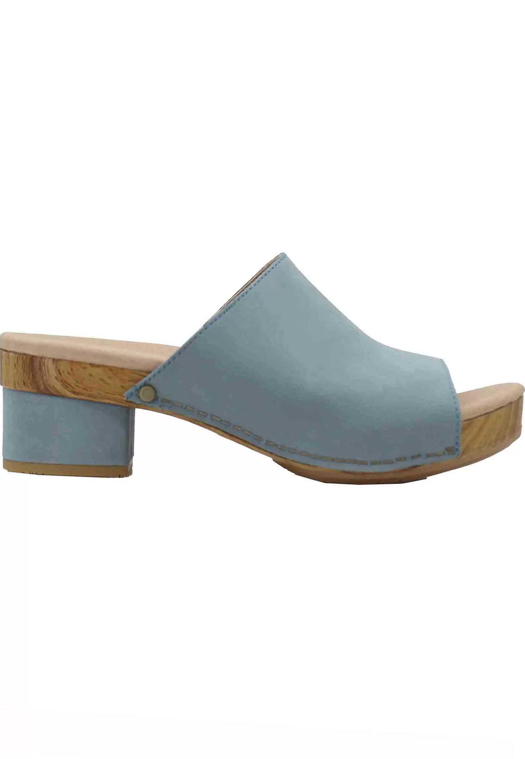 Zoccoli Donna In Pelle Celeste Con Sottopiede Imbottito E Tacco In Pelle Fasciato In Tinta*Dansko Cheap