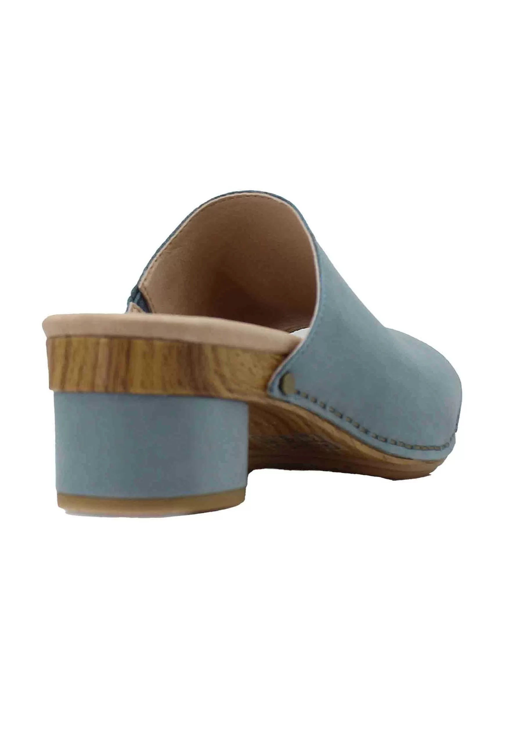 Zoccoli Donna In Pelle Celeste Con Sottopiede Imbottito E Tacco In Pelle Fasciato In Tinta*Dansko Cheap